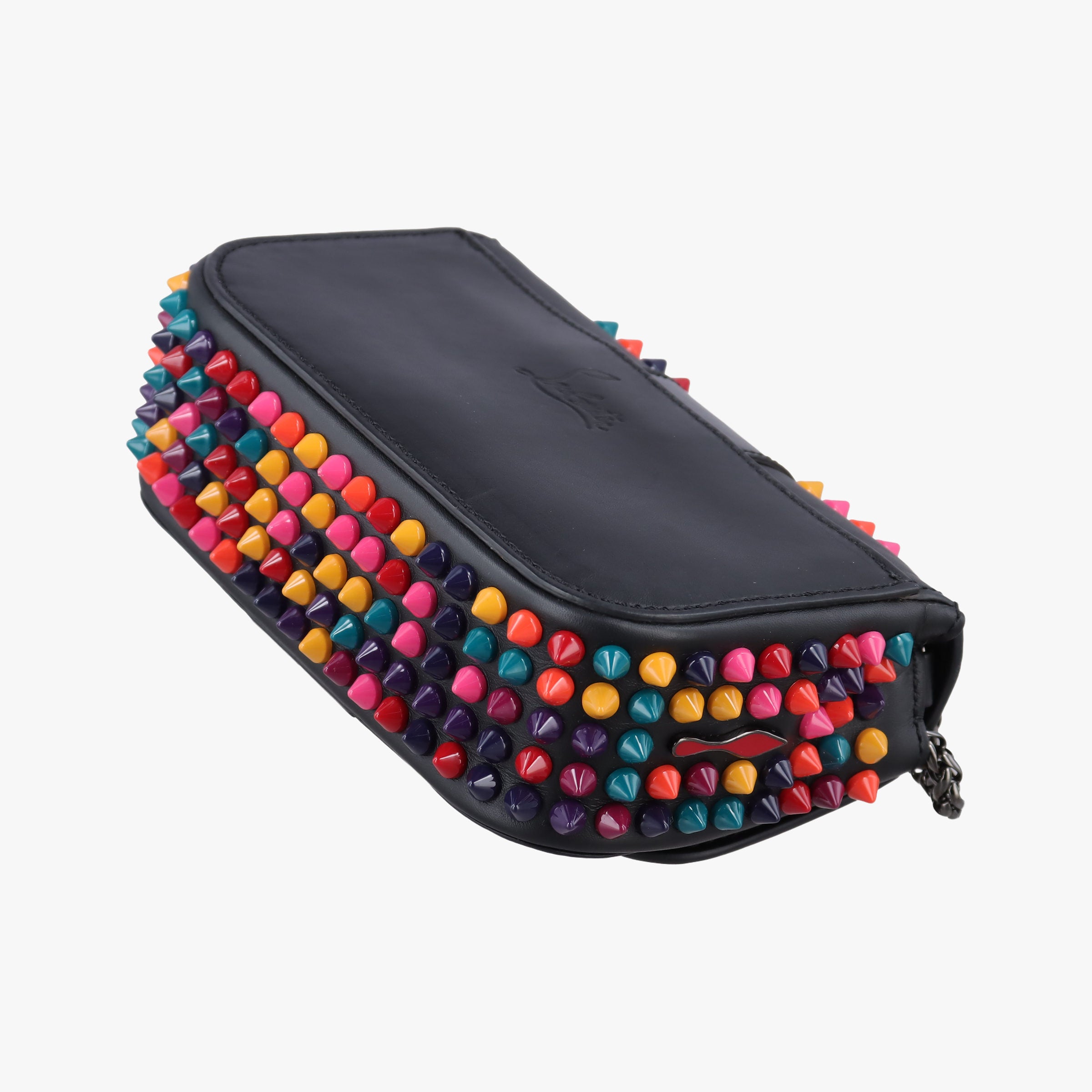 Secondhand Christian Louboutin Sweet Charity Scarabe Spike Black Leather  shoulderbag | stylenewstar