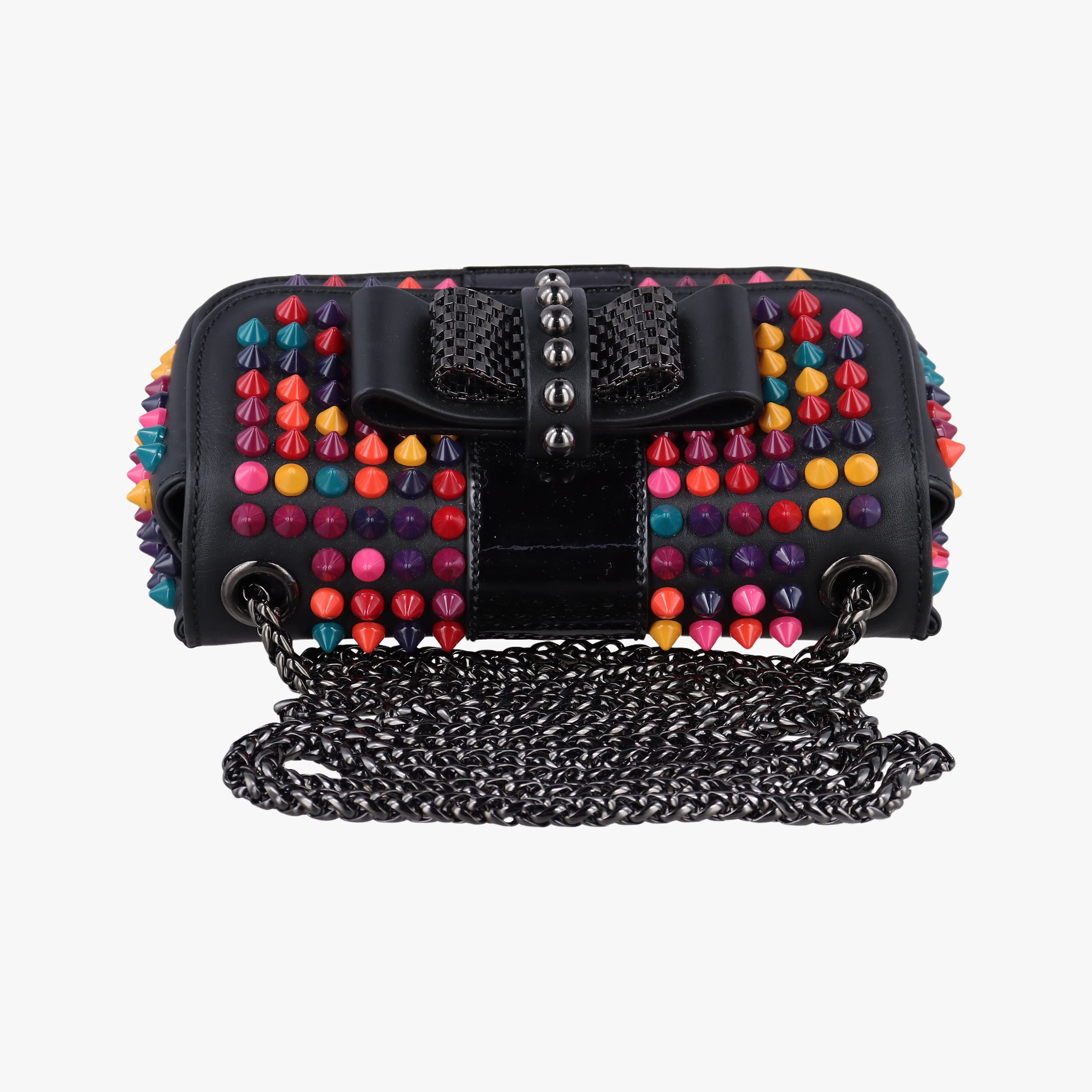 Secondhand Christian Louboutin Sweet Charity Scarabe Spike Black Leather  shoulderbag | stylenewstar