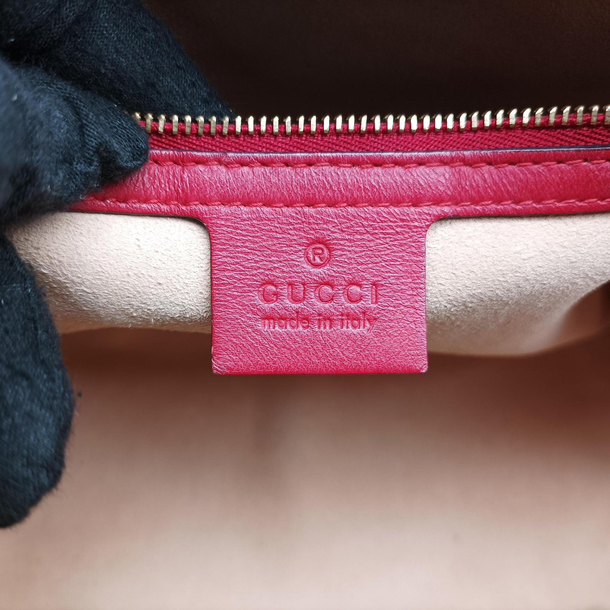 Pre-owned Gucci GG SUPREME Beige x Red x Navy PVC coated canvasxLeather 409529 shoulderbag | stylenewstar
