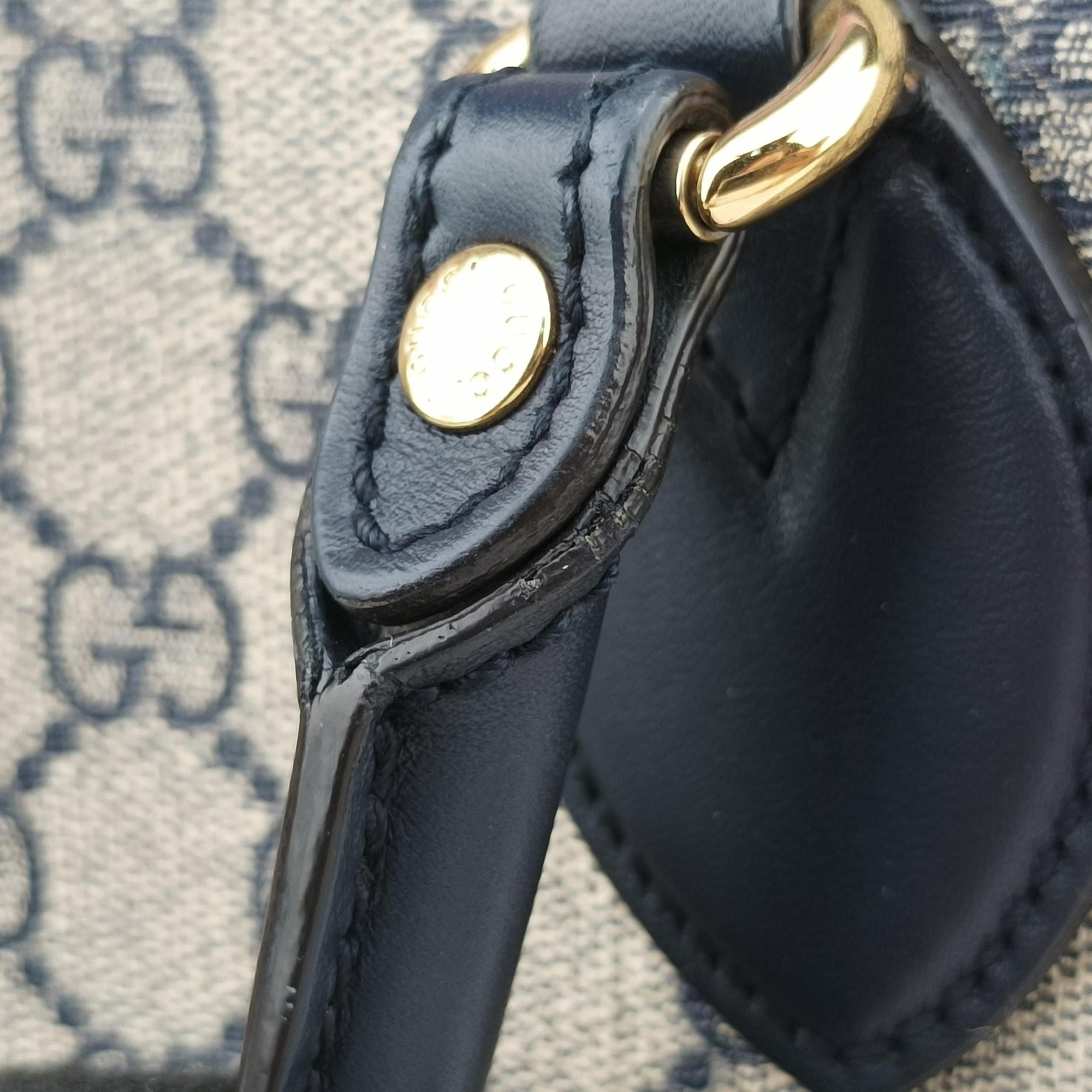 Pre-owned Gucci GG SUPREME Beige x Red x Navy PVC coated canvasxLeather 409529 shoulderbag | stylenewstar
