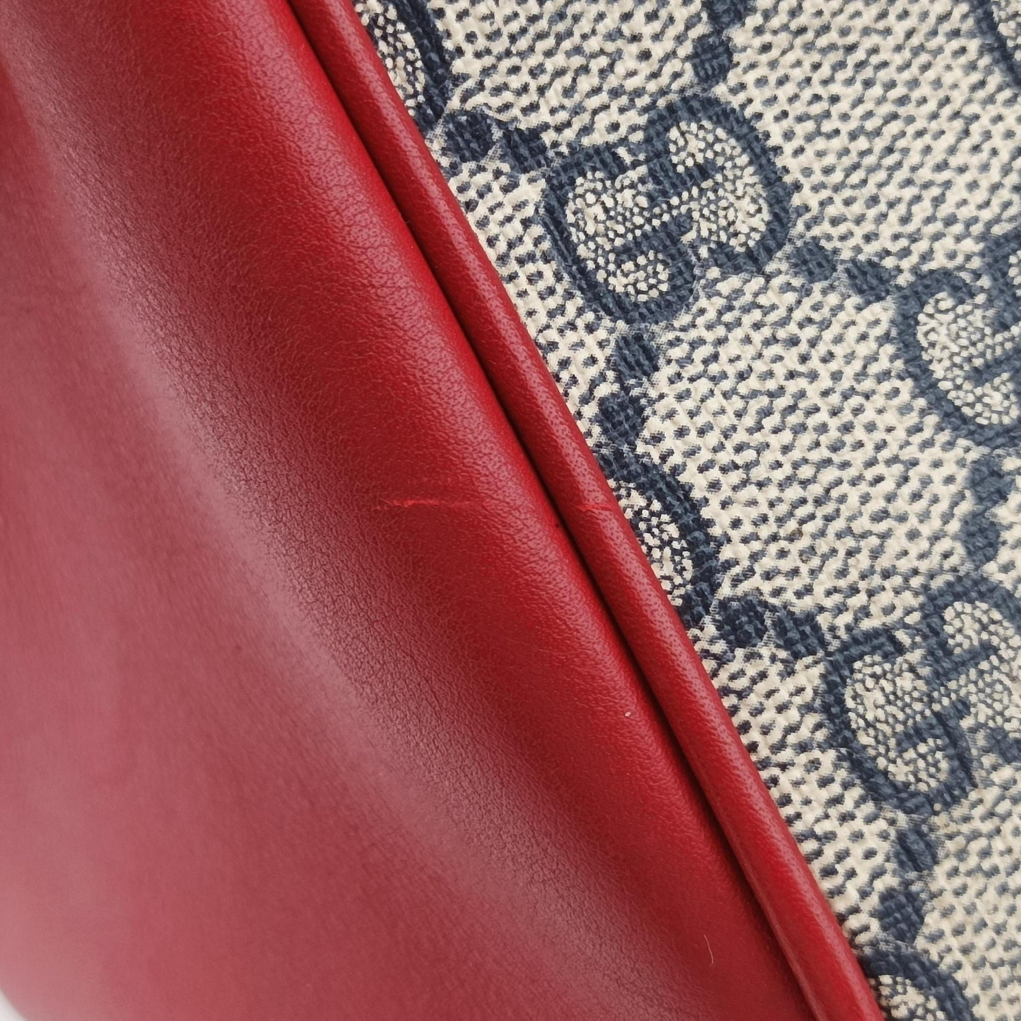 Pre-owned Gucci GG SUPREME Beige x Red x Navy PVC coated canvasxLeather 409529 shoulderbag | stylenewstar