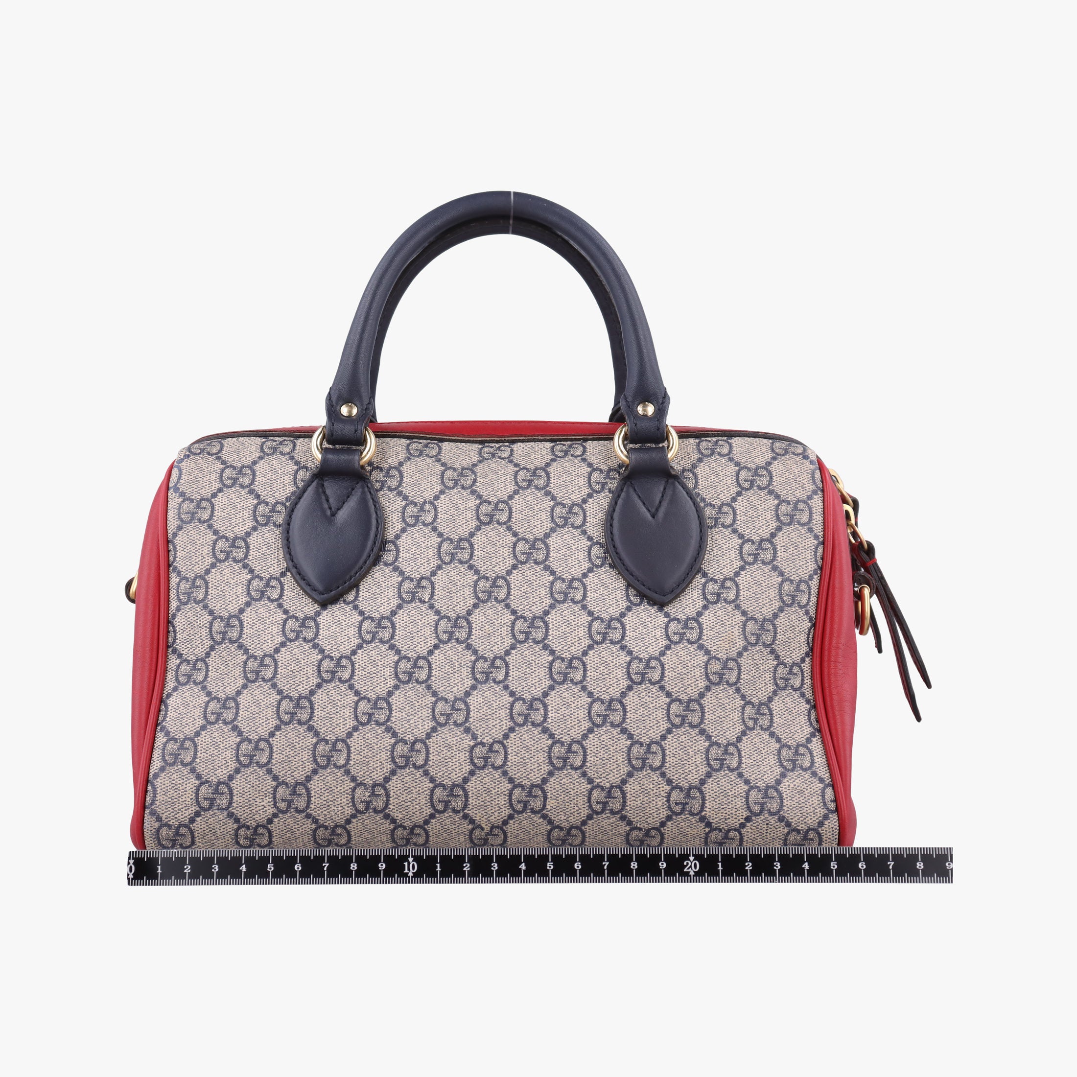 Pre-owned Gucci GG SUPREME Beige x Red x Navy PVC coated canvasxLeather 409529 shoulderbag | stylenewstar