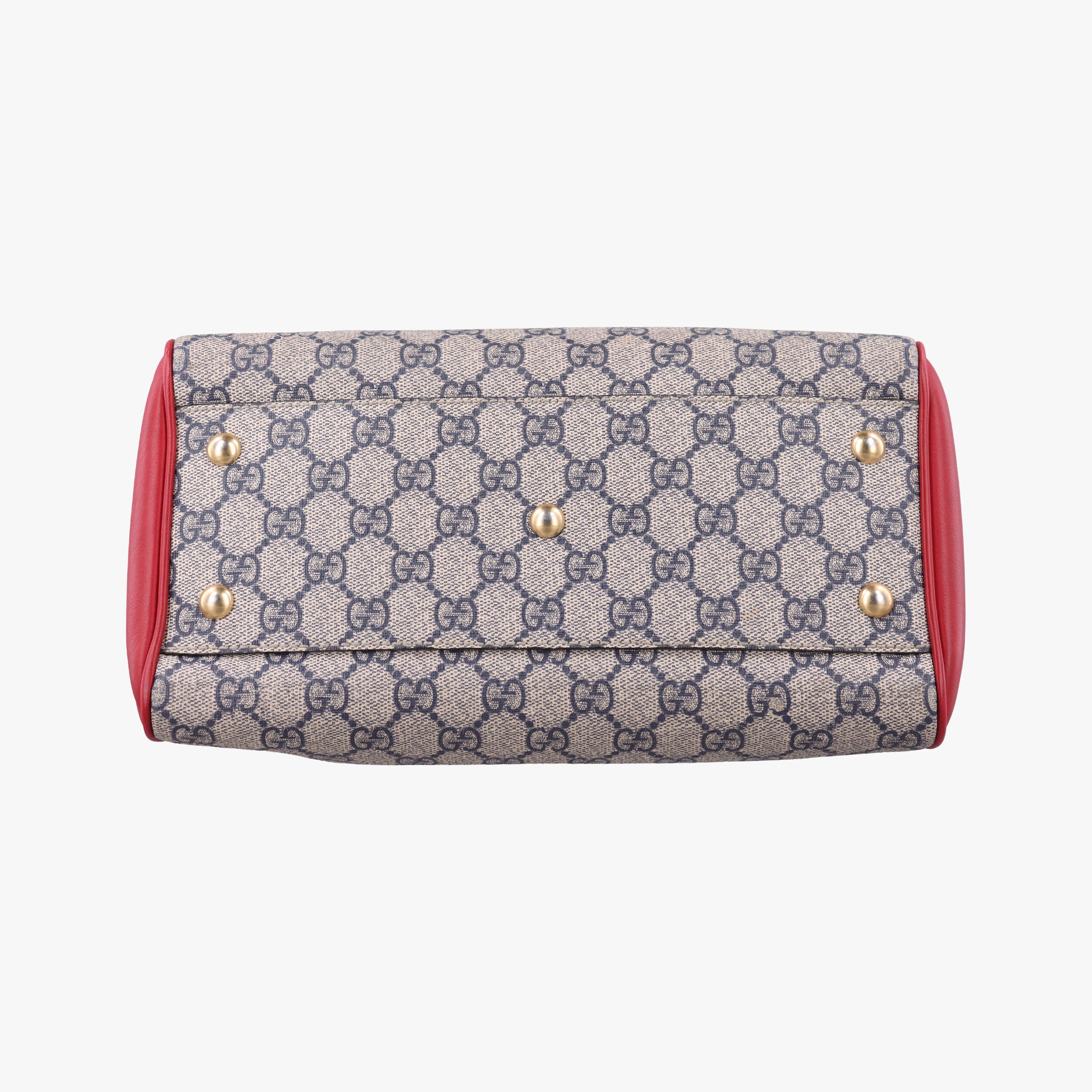 Pre-owned Gucci GG SUPREME Beige x Red x Navy PVC coated canvasxLeather 409529 shoulderbag | stylenewstar