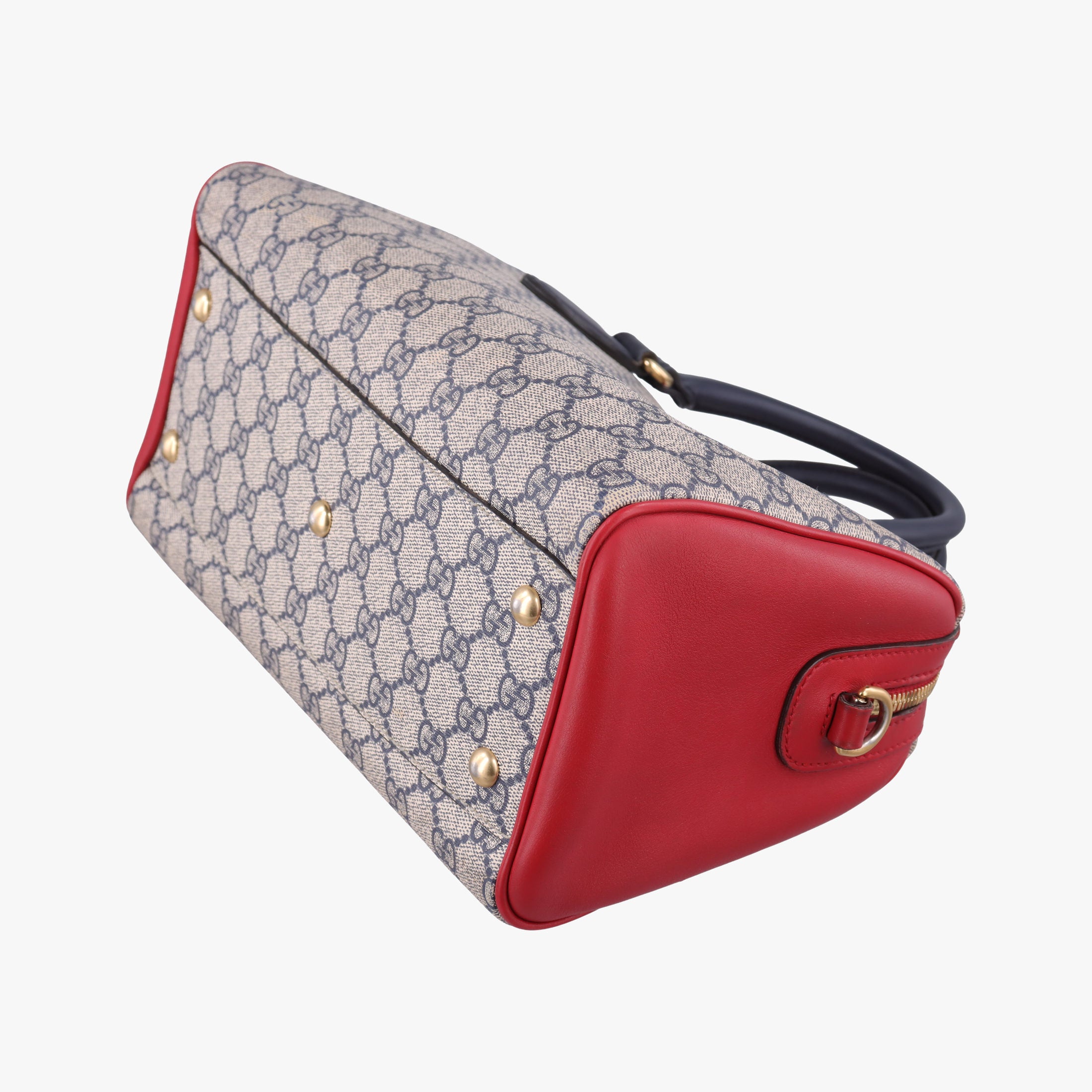 Pre-owned Gucci GG SUPREME Beige x Red x Navy PVC coated canvasxLeather 409529 shoulderbag | stylenewstar