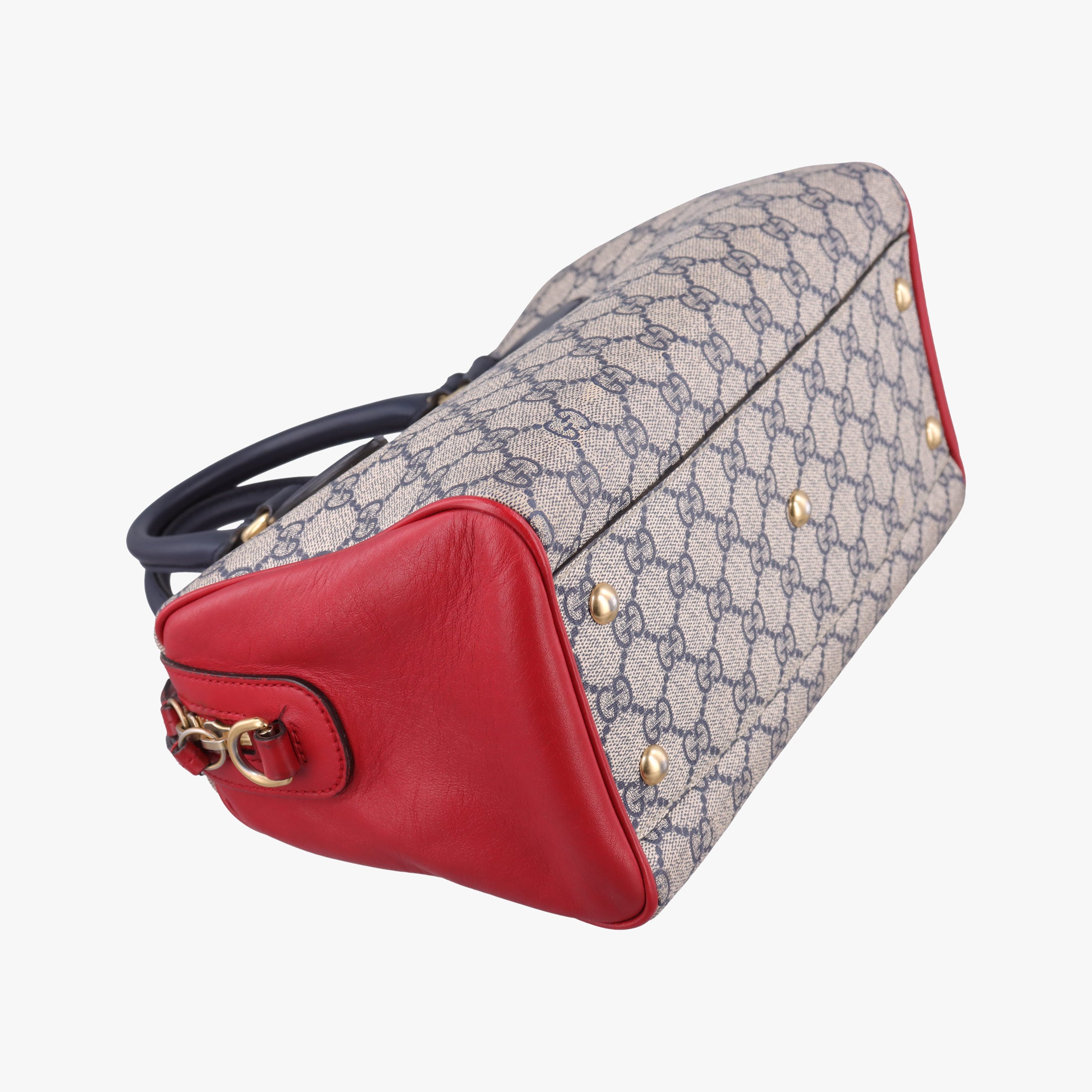 Pre-owned Gucci GG SUPREME Beige x Red x Navy PVC coated canvasxLeather 409529 shoulderbag | stylenewstar
