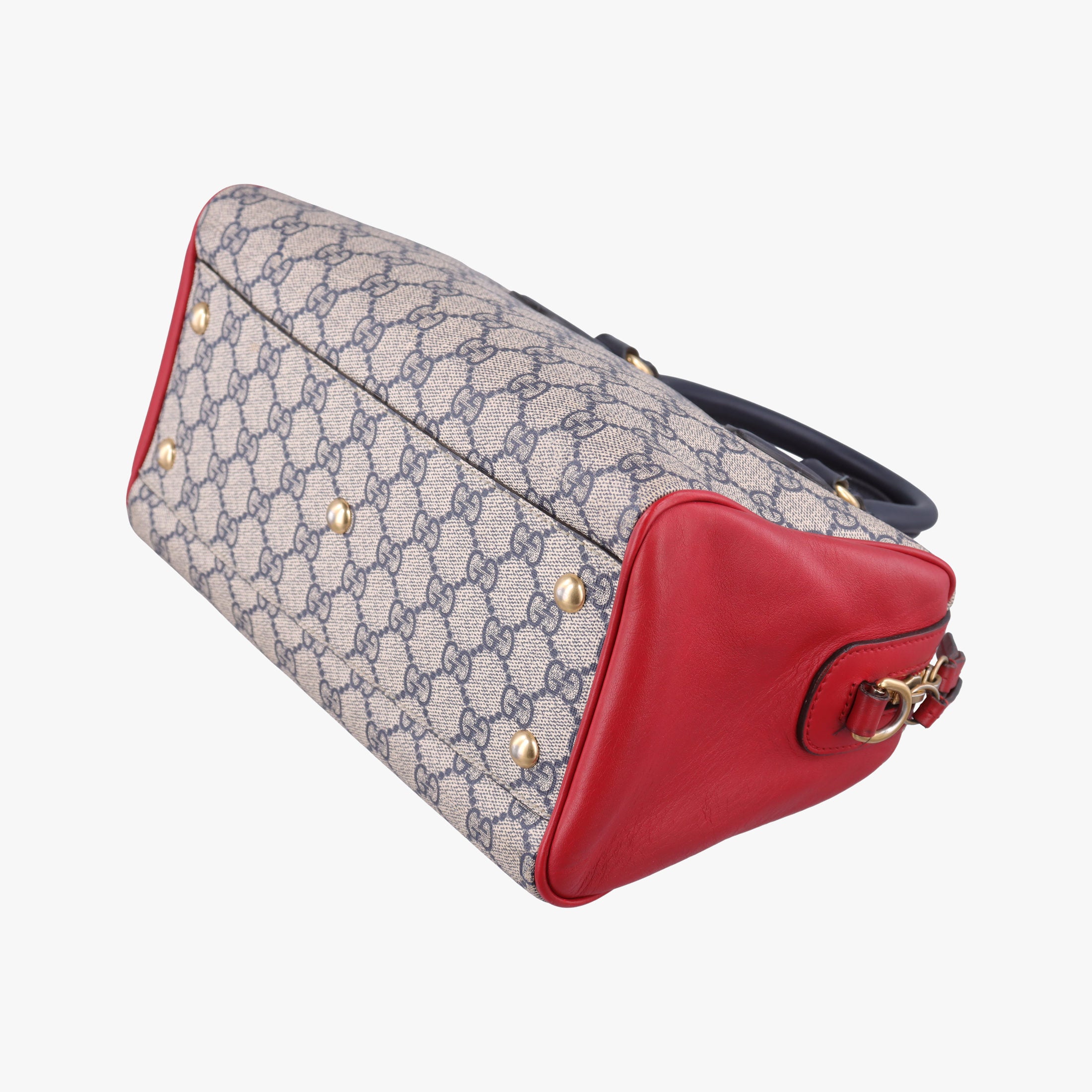 Pre-owned Gucci GG SUPREME Beige x Red x Navy PVC coated canvasxLeather 409529 shoulderbag | stylenewstar