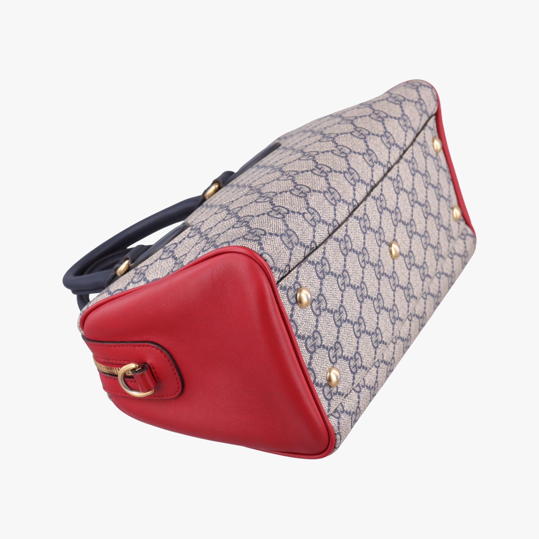 Pre-owned Gucci GG SUPREME Beige x Red x Navy PVC coated canvasxLeather 409529 shoulderbag | stylenewstar
