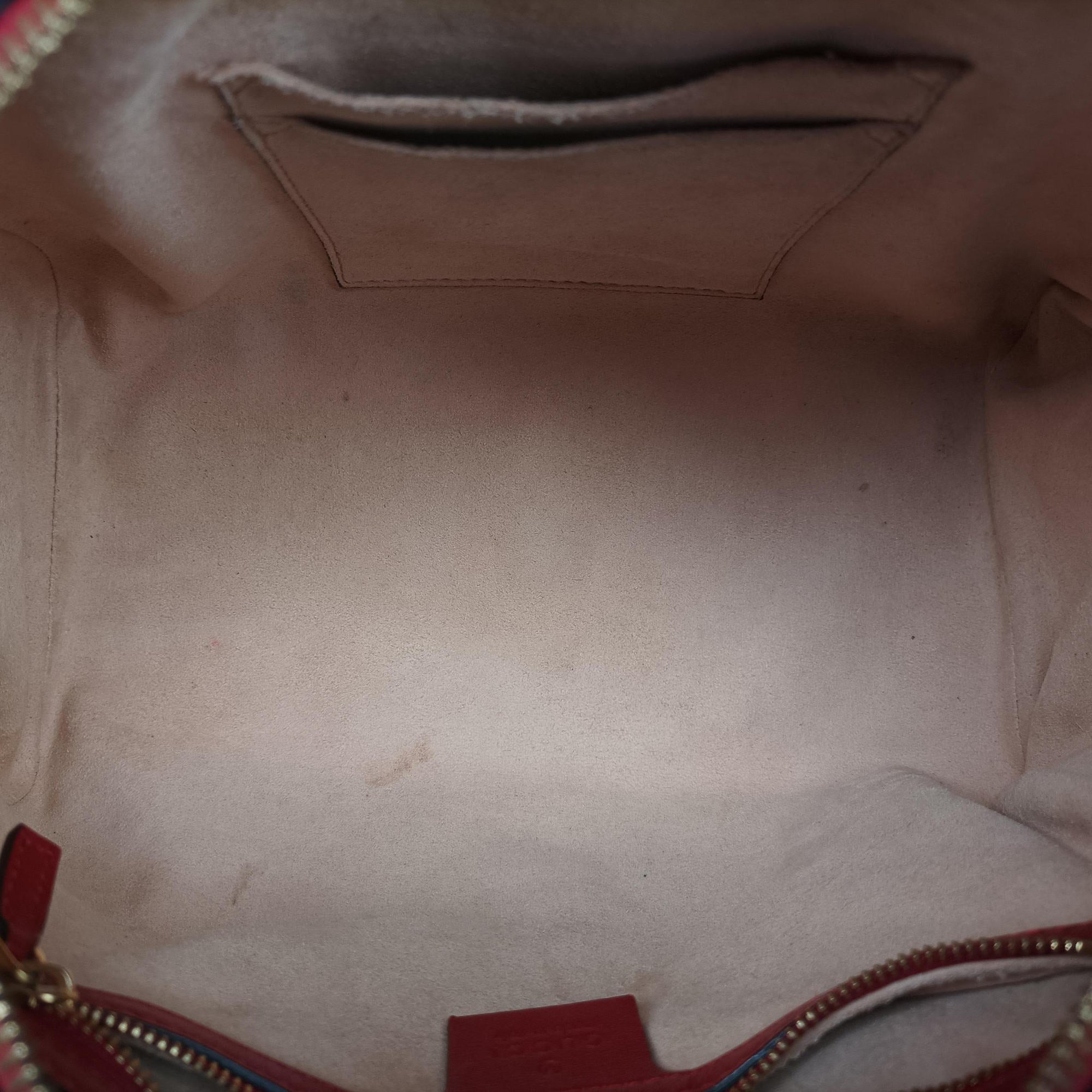 Pre-owned Gucci GG SUPREME Beige x Red x Navy PVC coated canvasxLeather 409529 shoulderbag | stylenewstar