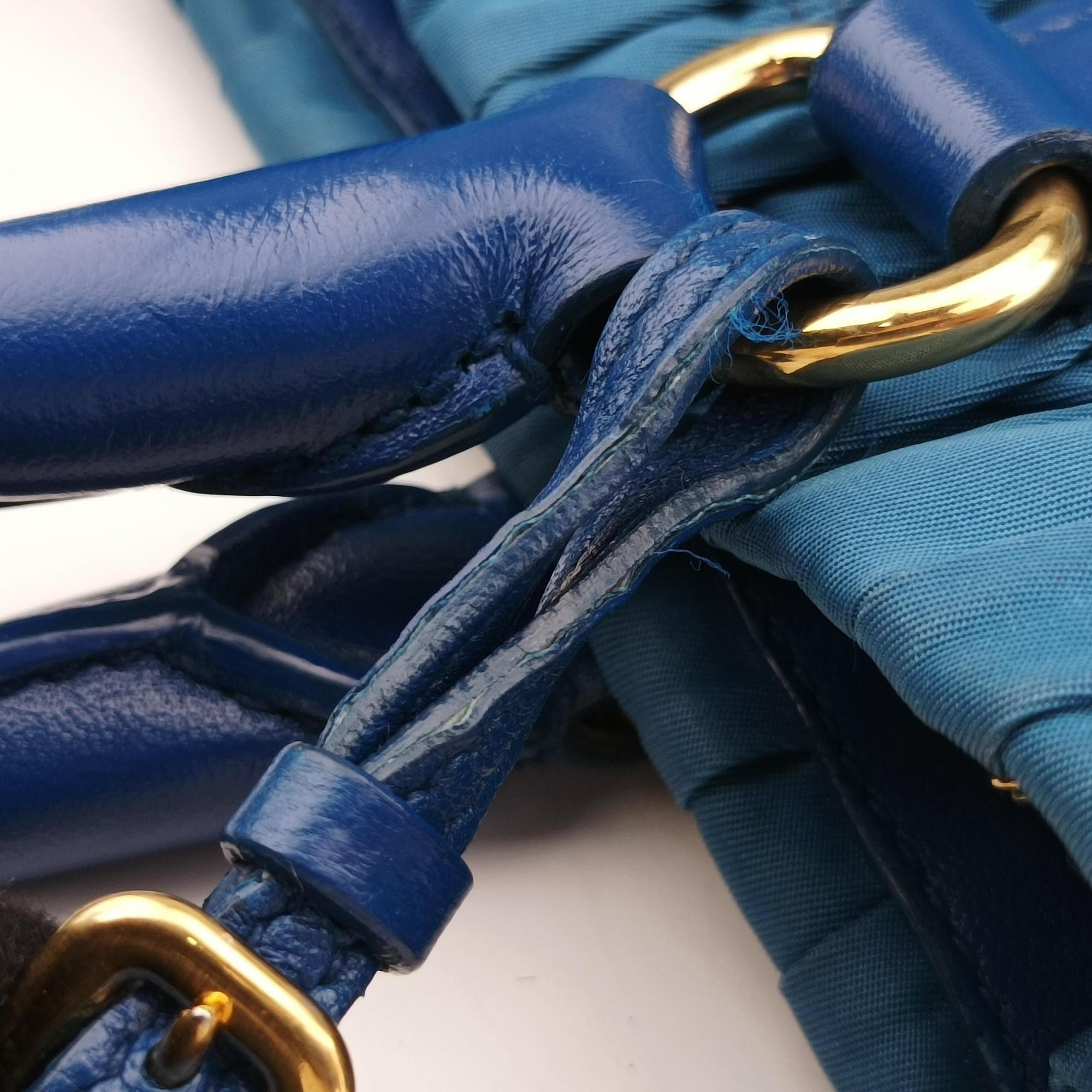 Pre-owned Prada Tessuto Gaufre Blue nylon BN2393 shoulderbag | stylenewstar