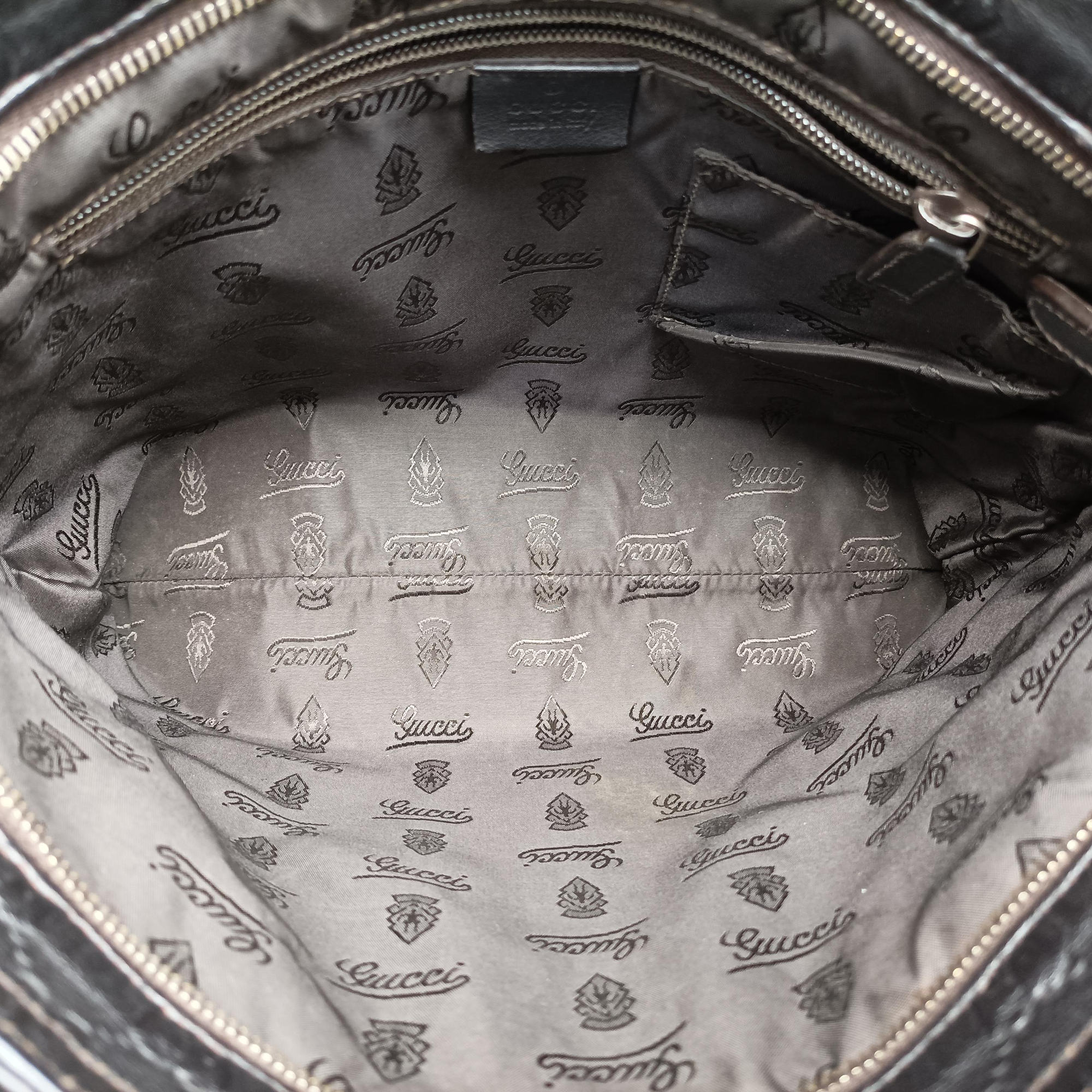 Secondhand Gucci GG Imprime messenger Black Leather 201446 shoulderbag | stylenewstar