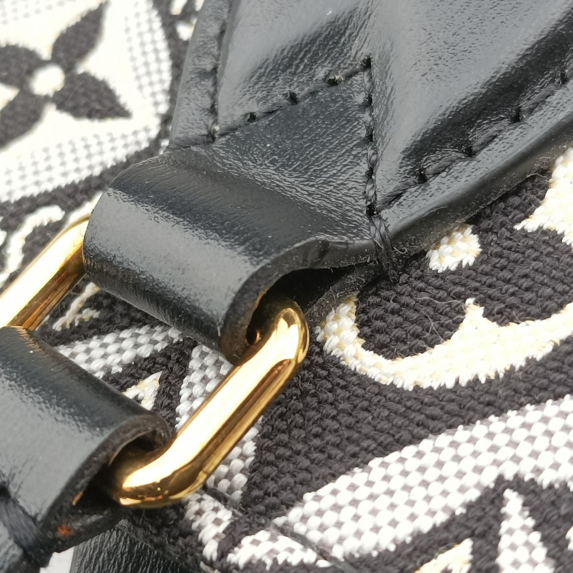 Pre-owned Louis Vuitton SINCE1854 On the Go GM Black×White jacquard canvas x leather M57207 handbag | stylenewstar