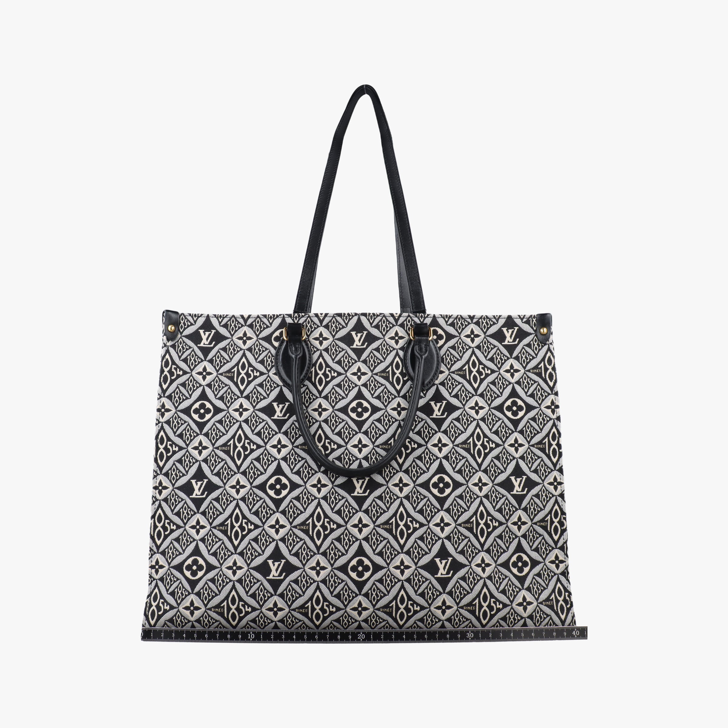 Pre-owned Louis Vuitton SINCE1854 On the Go GM Black×White jacquard canvas x leather M57207 handbag | stylenewstar