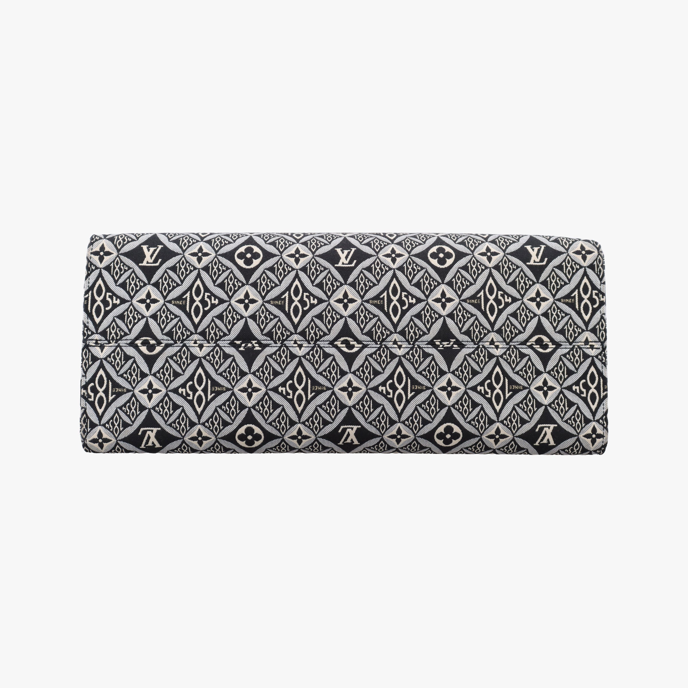 Pre-owned Louis Vuitton SINCE1854 On the Go GM Black×White jacquard canvas x leather M57207 handbag | stylenewstar