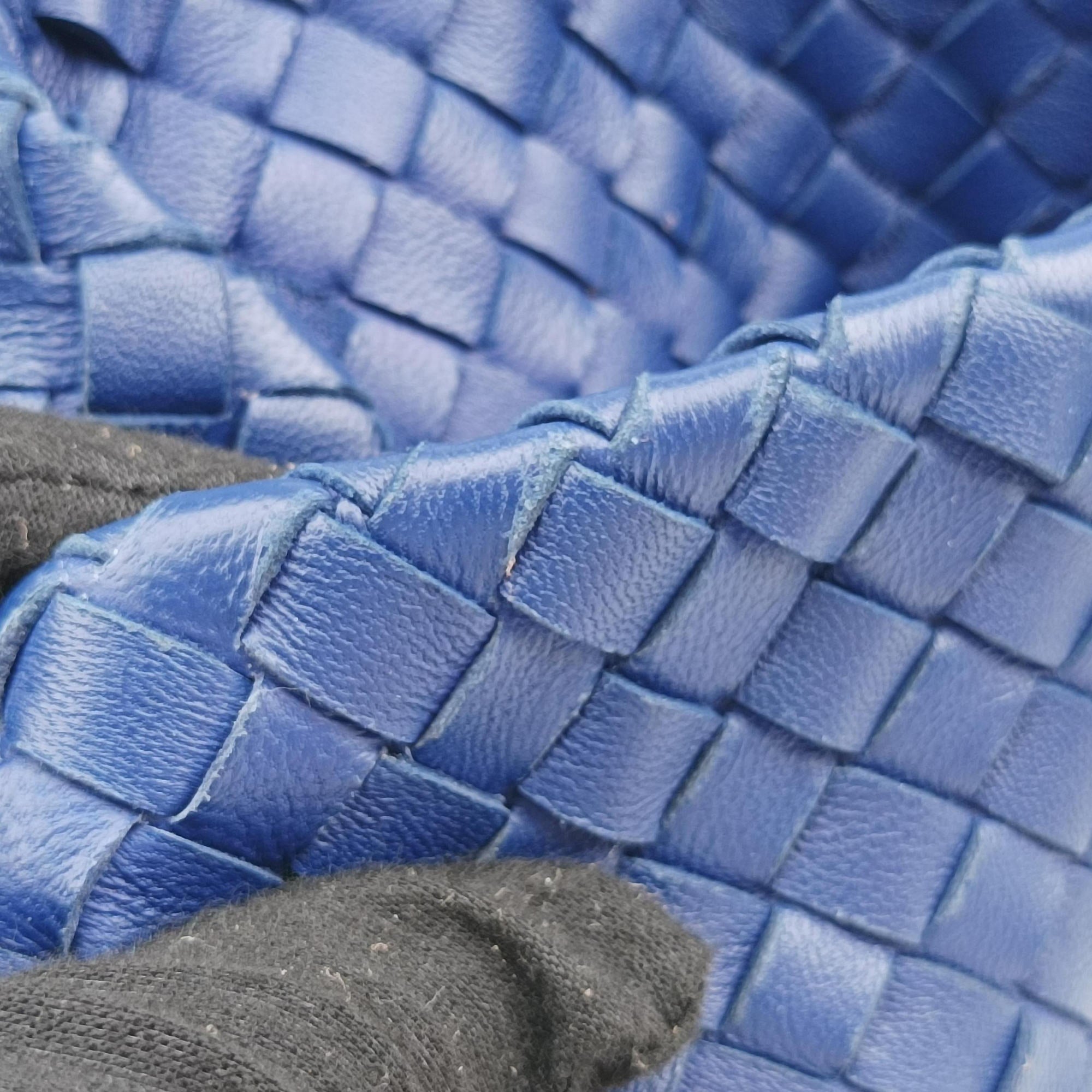 Vintage Bottega Veneta Cesta Intrecciato Blue lambskin  handbag | stylenewstar