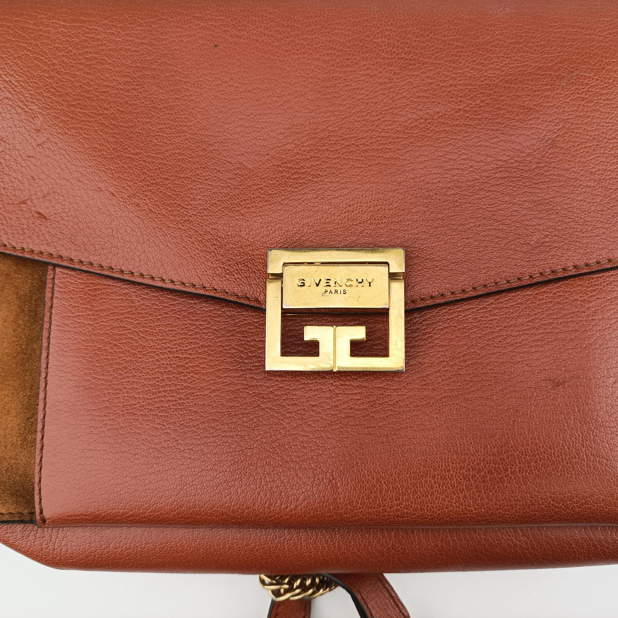 Pre-owned Givenchy GV3 small Chestnut Leather × Suede  shoulderbag | stylenewstar