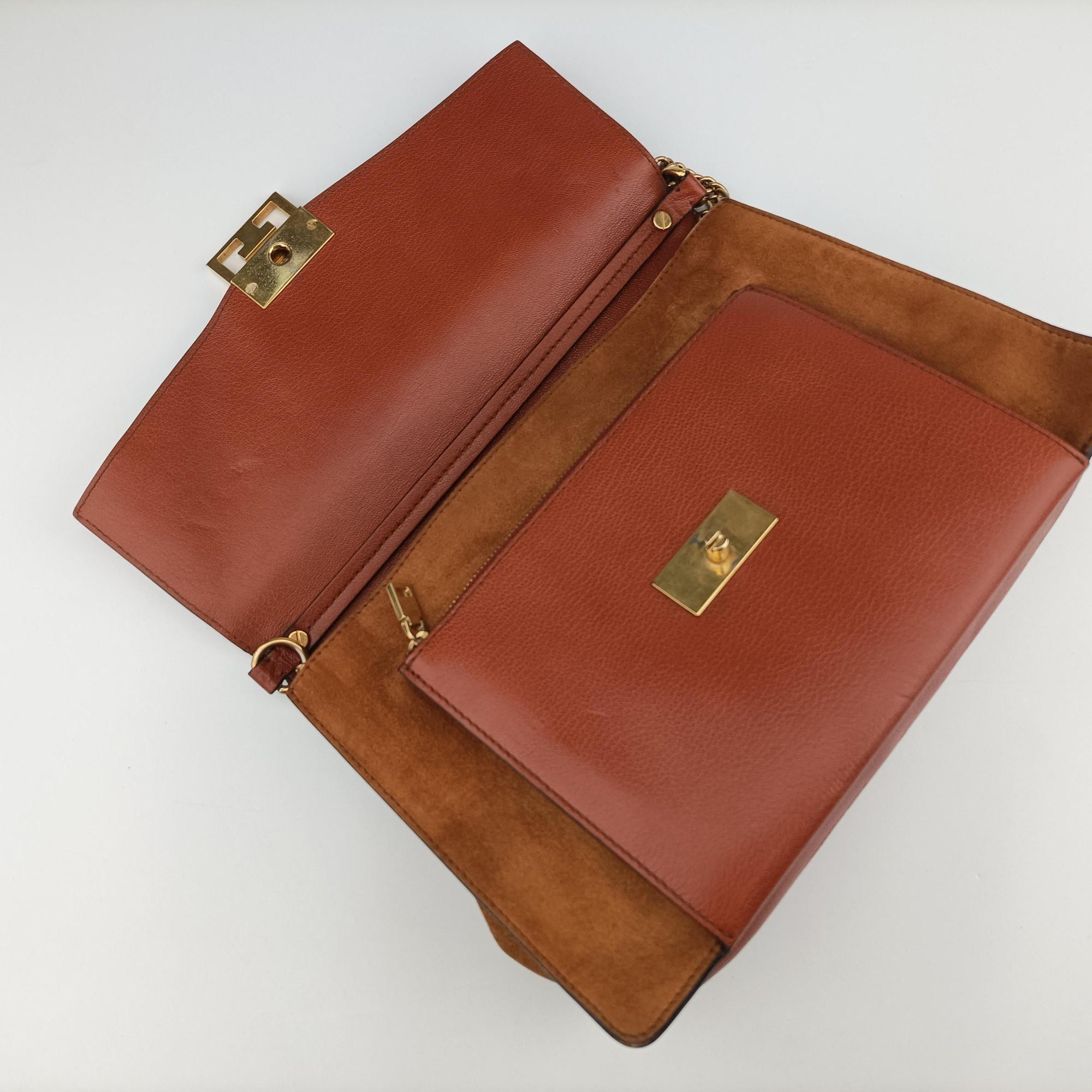 Pre-owned Givenchy GV3 small Chestnut Leather × Suede  shoulderbag | stylenewstar