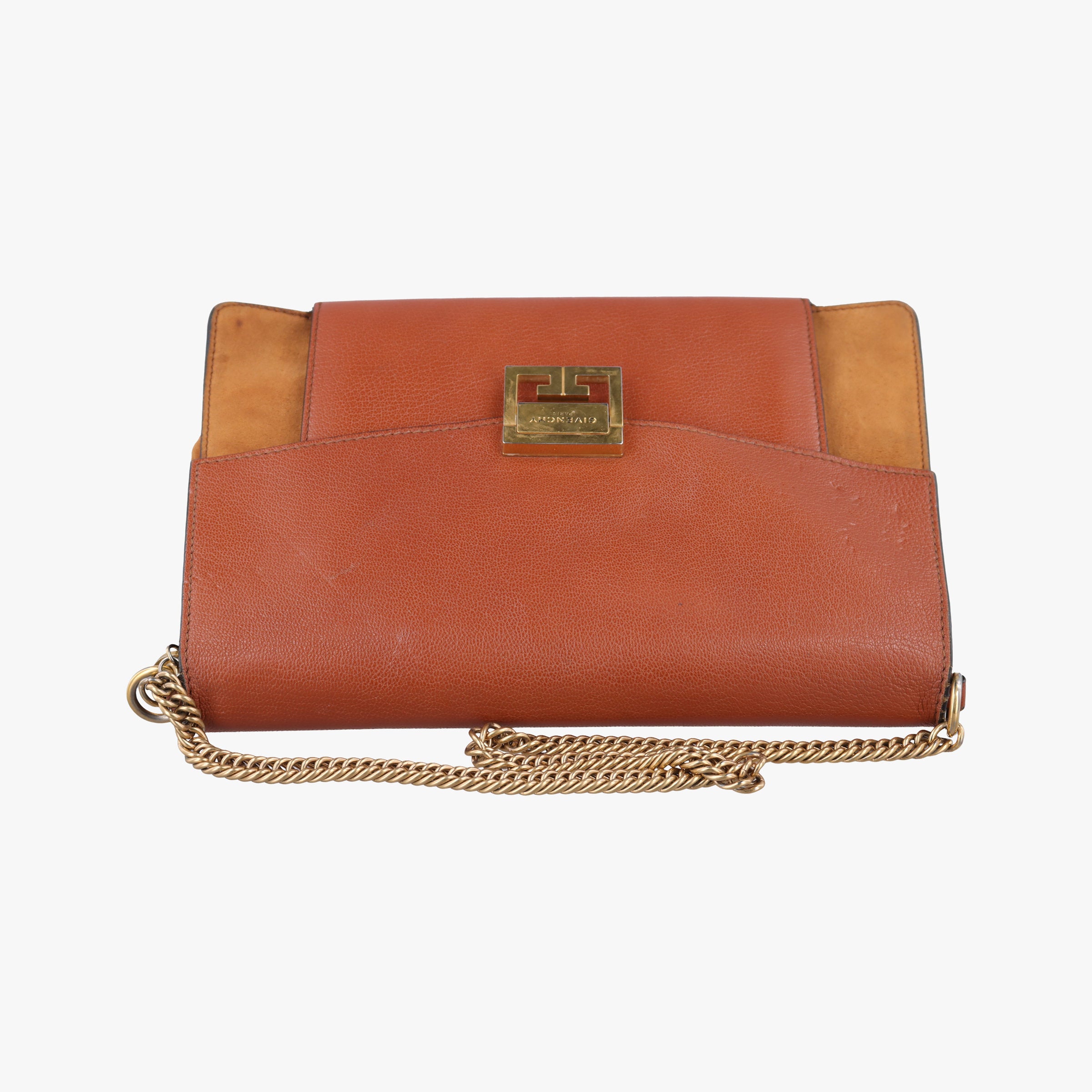 Pre-owned Givenchy GV3 small Chestnut Leather × Suede  shoulderbag | stylenewstar