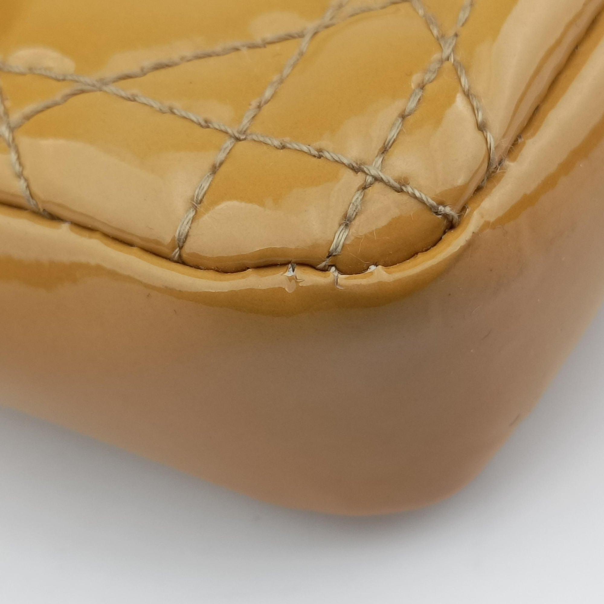Pre-owned Christian Dior Miss Dior Cannage New Rock Yellow Patent  shoulderbag | stylenewstar