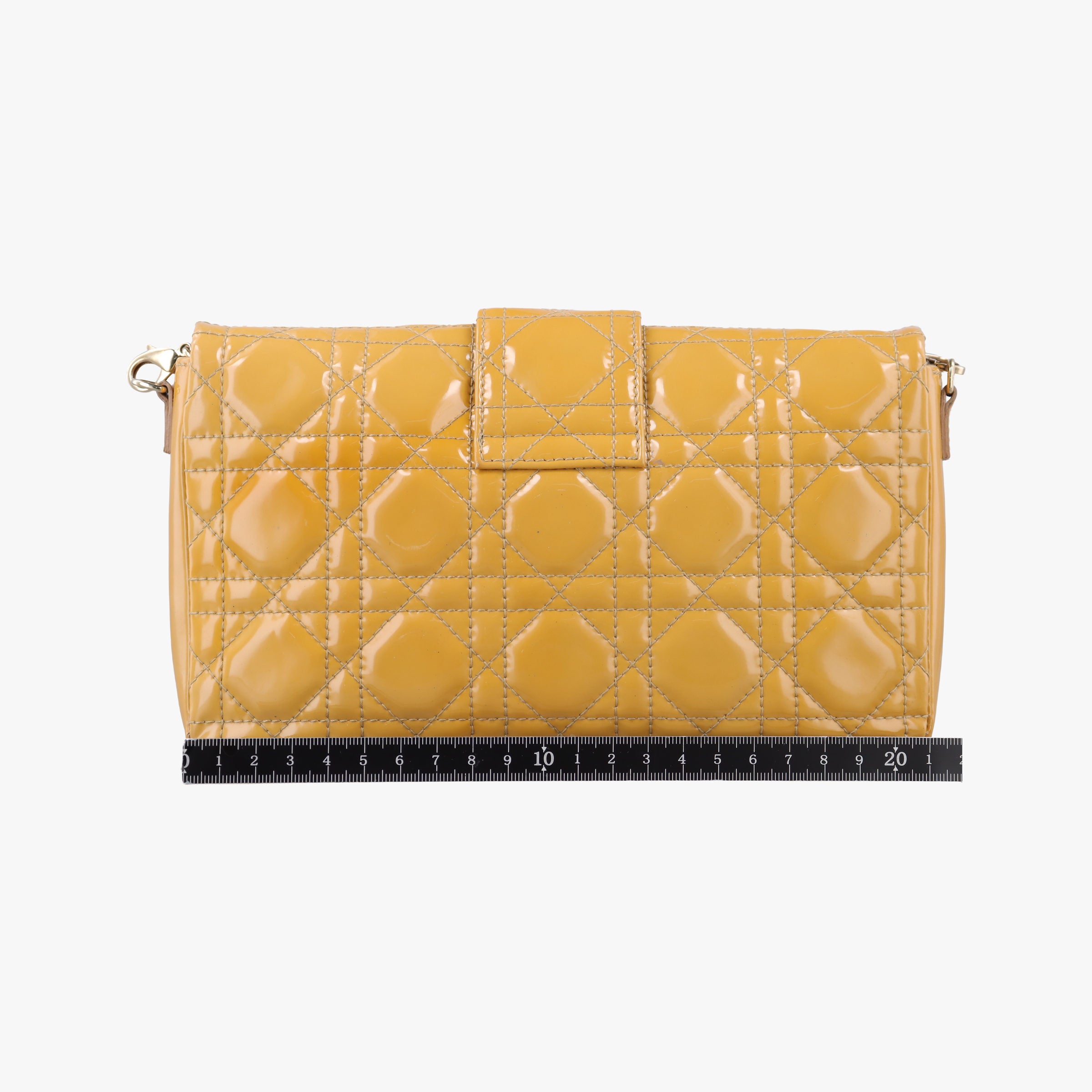Pre-owned Christian Dior Miss Dior Cannage New Rock Yellow Patent  shoulderbag | stylenewstar