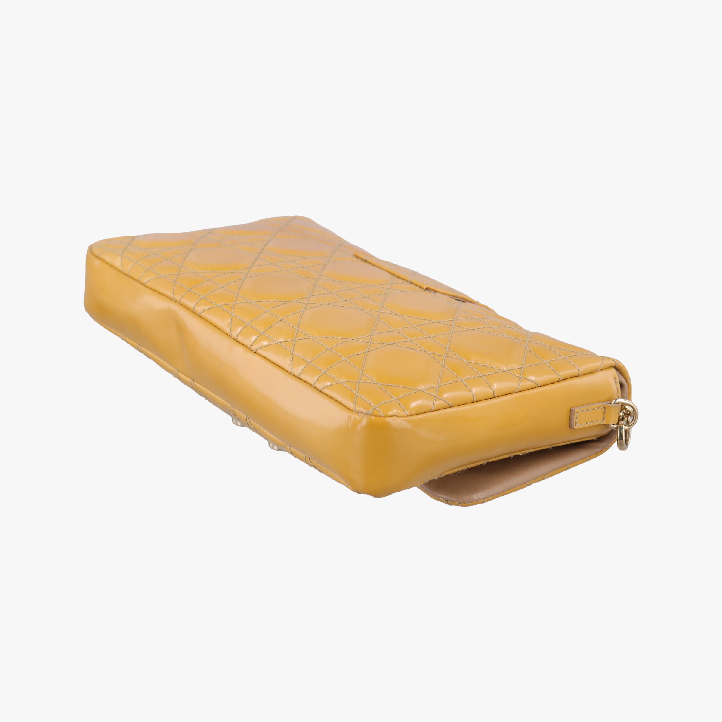 Pre-owned Christian Dior Miss Dior Cannage New Rock Yellow Patent  shoulderbag | stylenewstar