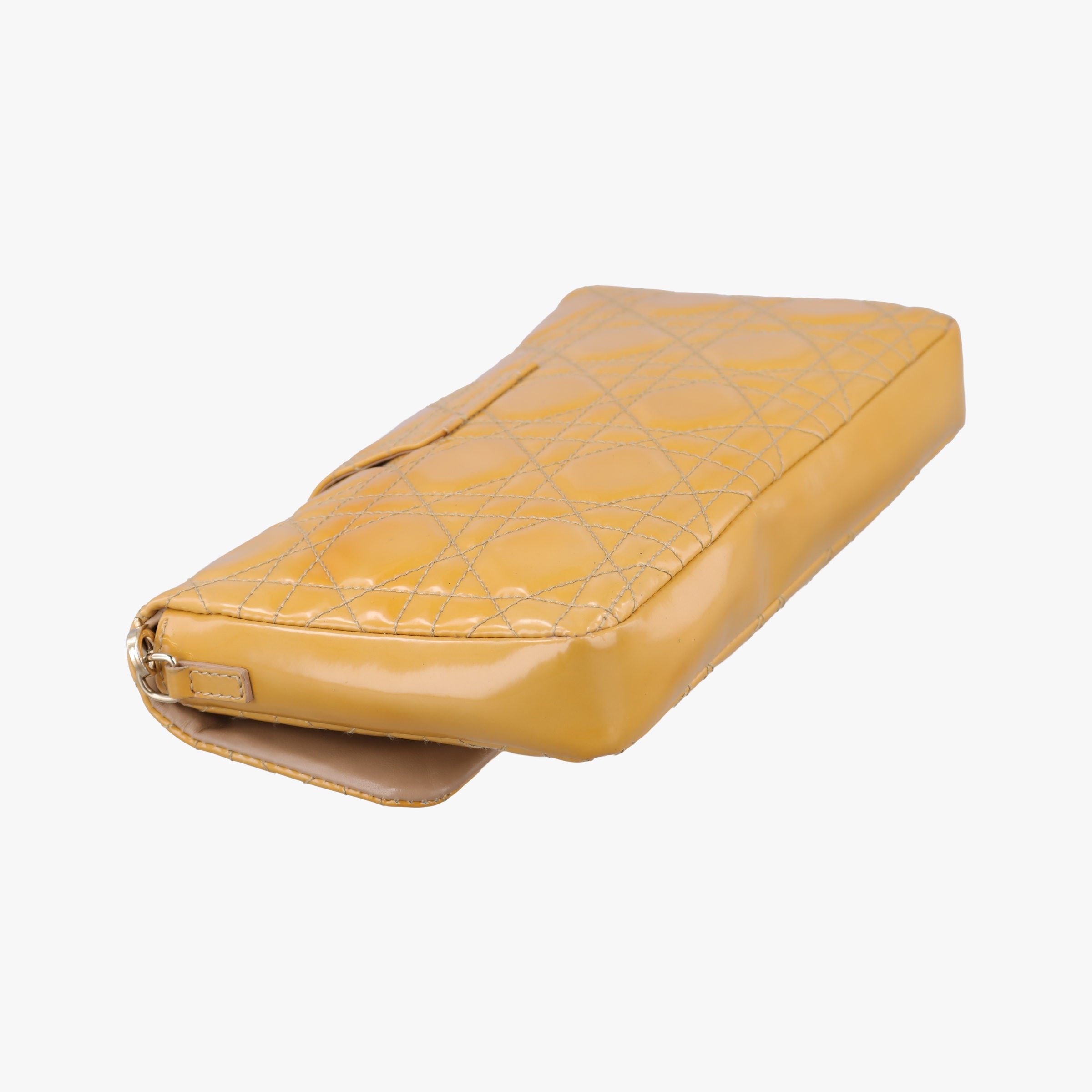Pre-owned Christian Dior Miss Dior Cannage New Rock Yellow Patent  shoulderbag | stylenewstar