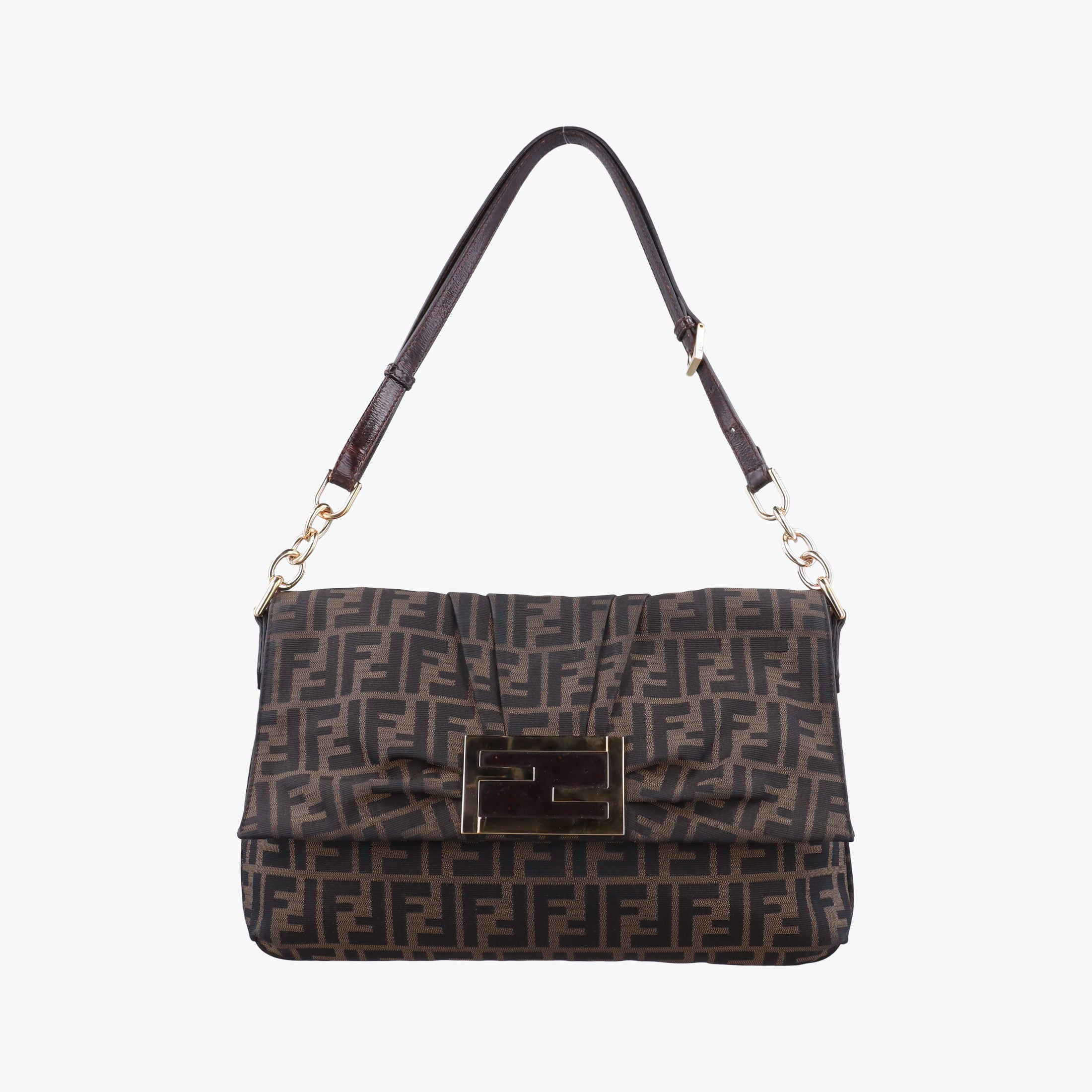 Secondhand Fendi Mia Flap Brown canvas 8BT163 shoulderbag | stylenewstar