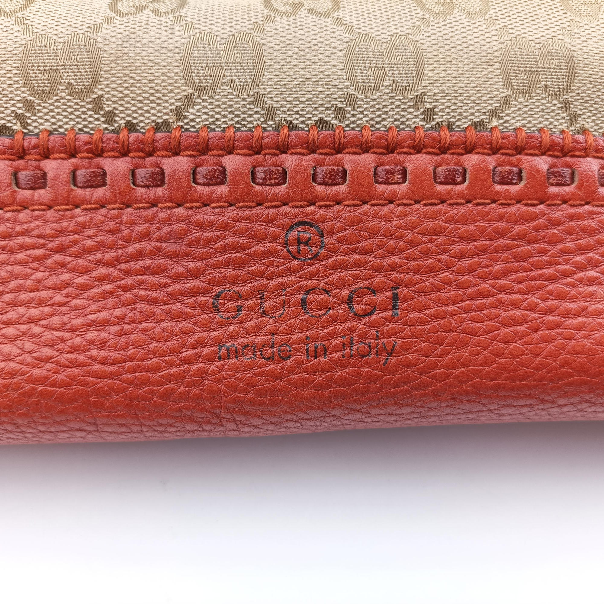 Pre-owned Gucci Bamboo Brown GGCanvas×Leather 339002 handbag | stylenewstar