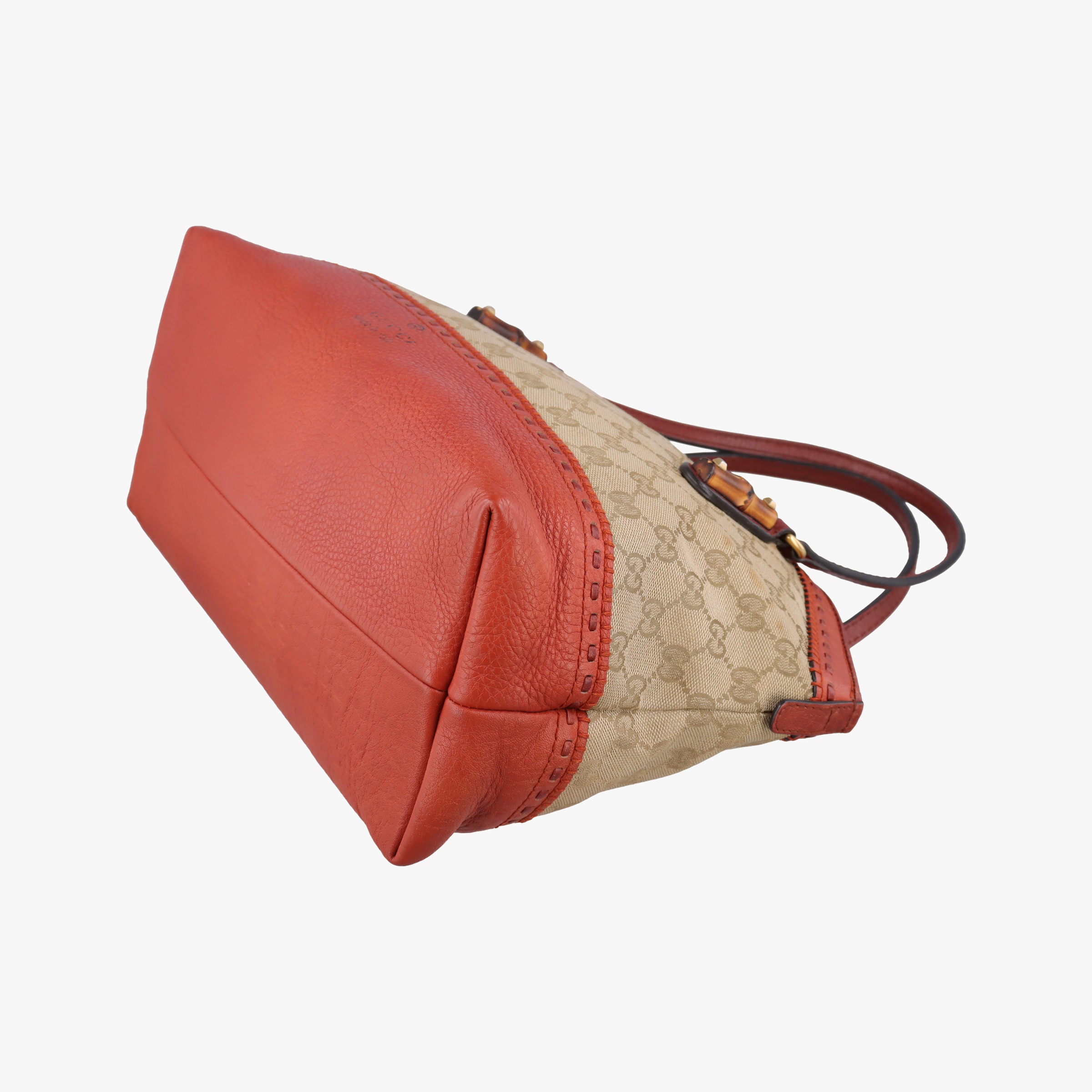 Pre-owned Gucci Bamboo Brown GGCanvas×Leather 339002 handbag | stylenewstar