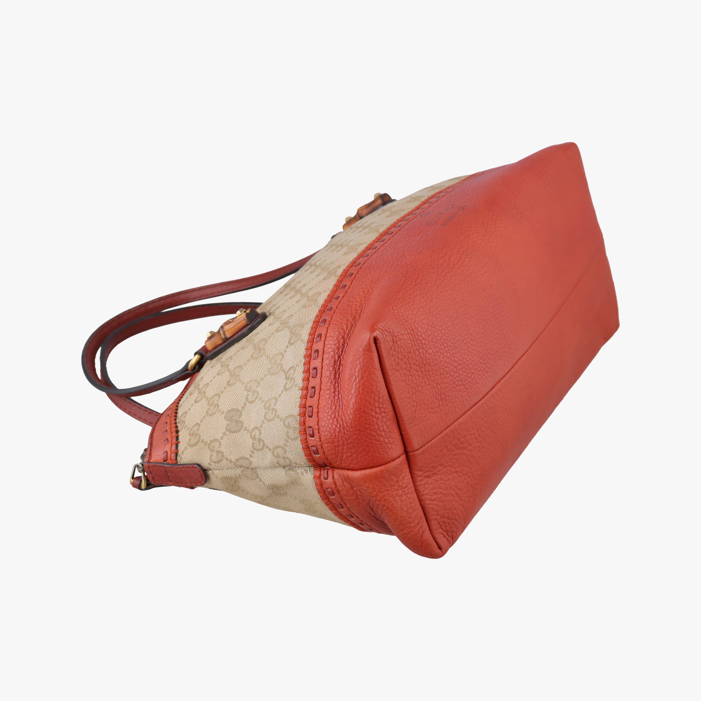 Pre-owned Gucci Bamboo Brown GGCanvas×Leather 339002 handbag | stylenewstar
