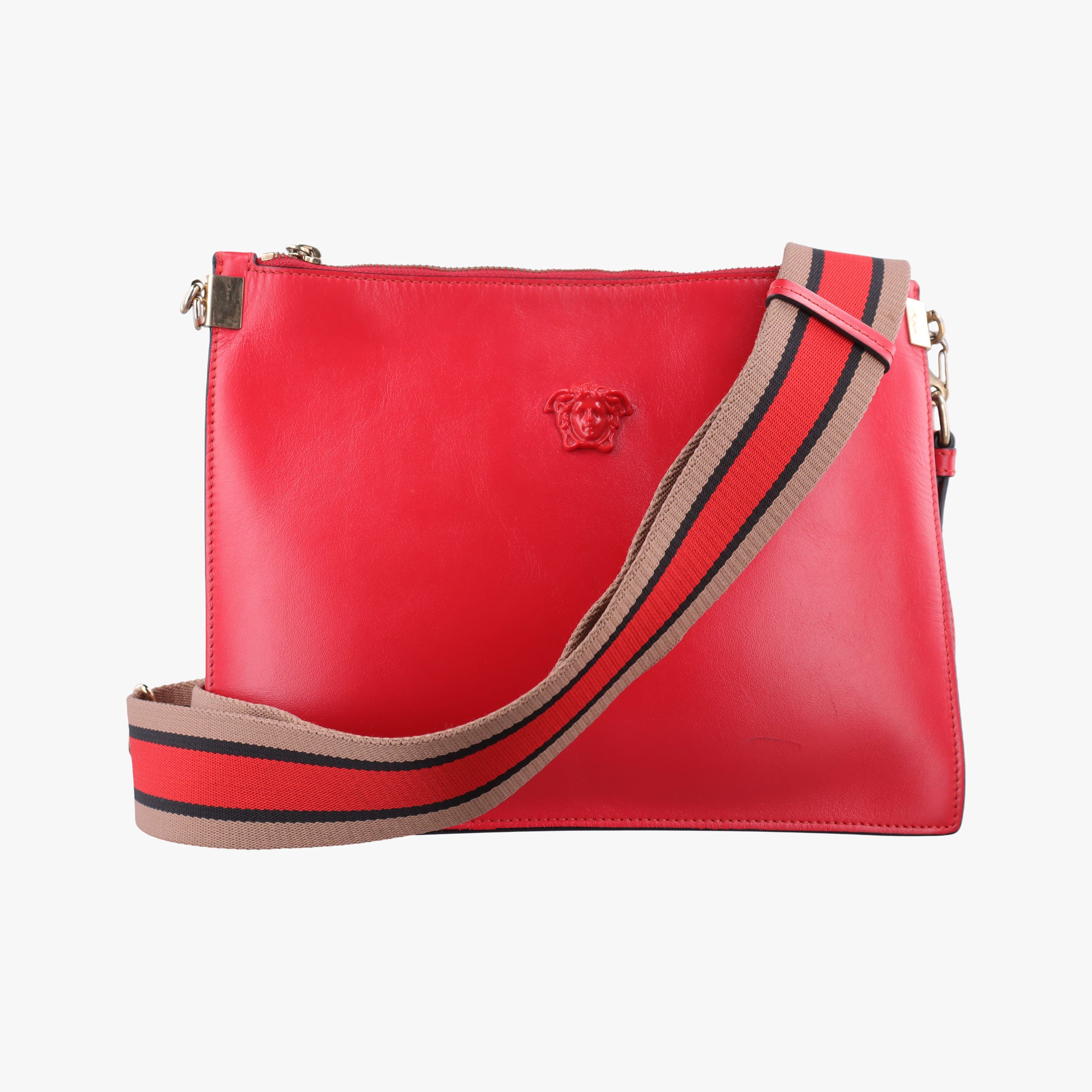 Pre-owned VERSACE La Medusa Red Leather  shoulderbag | stylenewstar