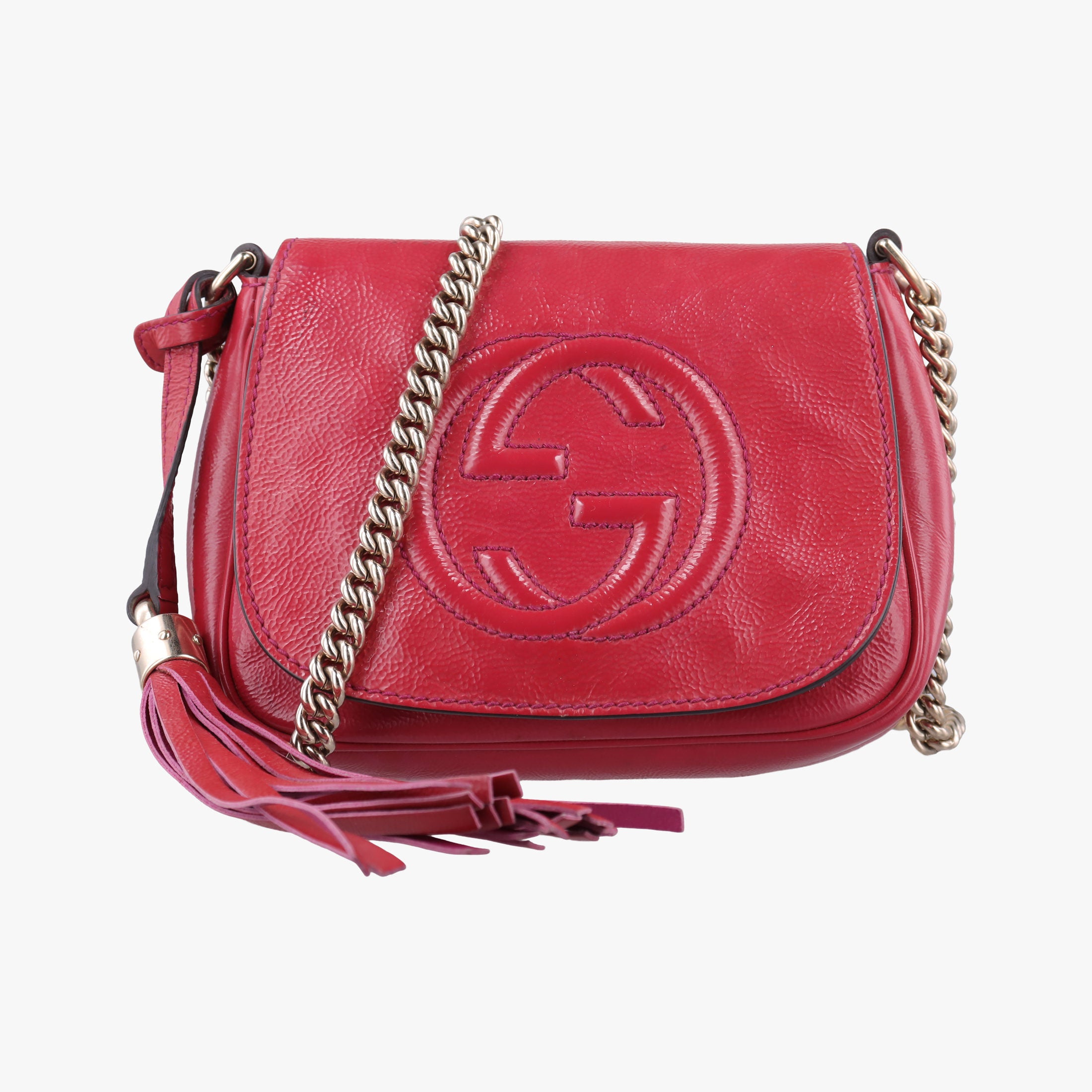 Pre-owned Gucci Soho RoseRed Patent Leather 323190 shoulderbag | stylenewstar