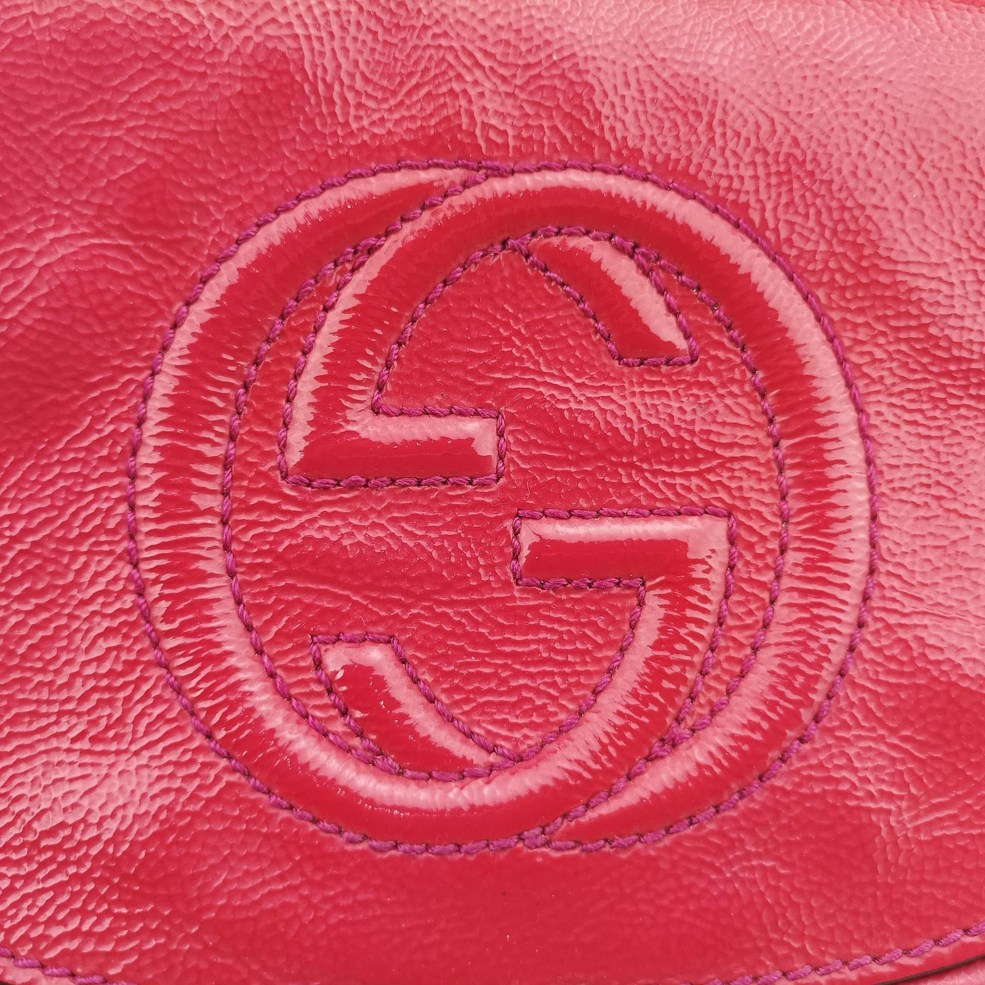 Pre-owned Gucci Soho RoseRed Patent Leather 323190 shoulderbag | stylenewstar