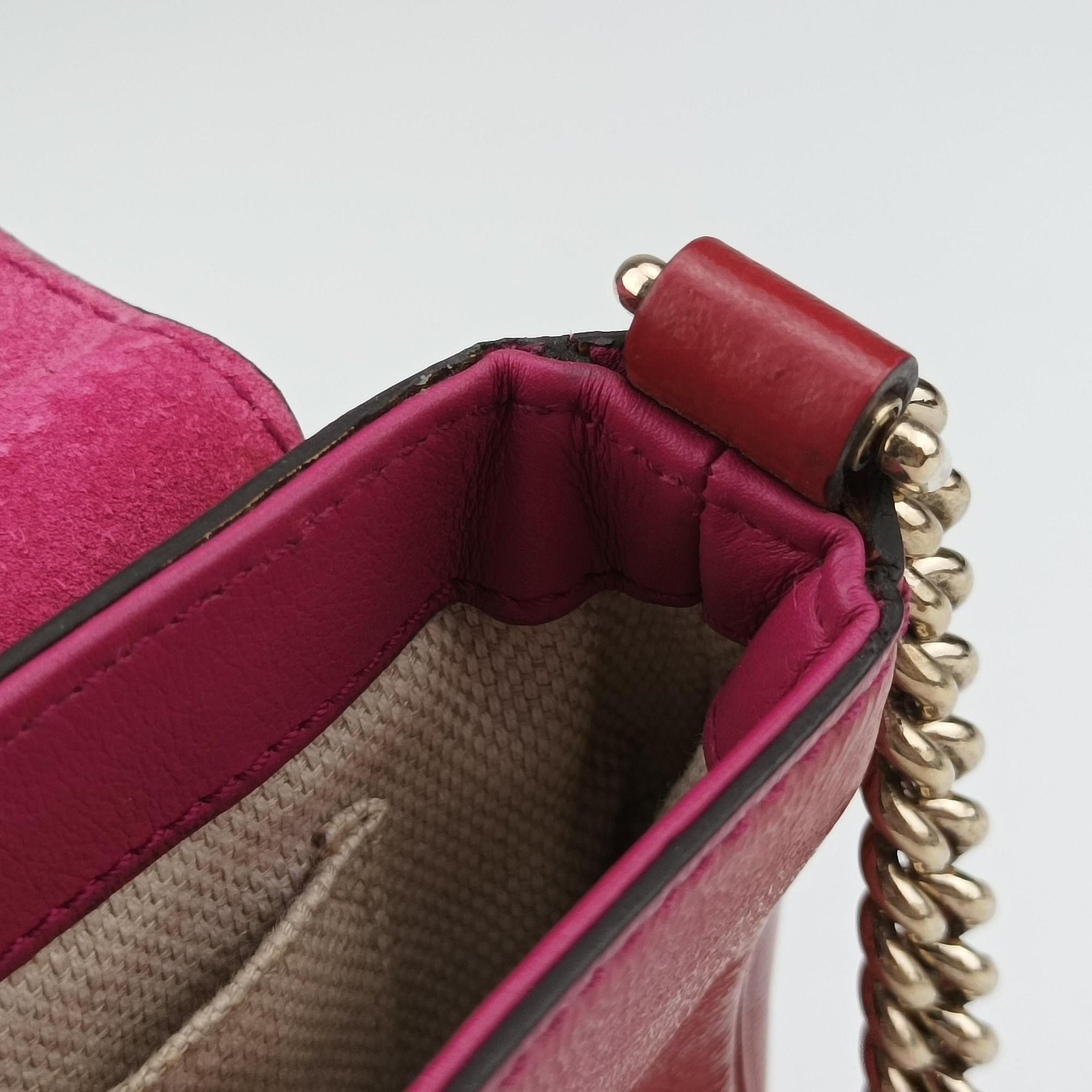 Pre-owned Gucci Soho RoseRed Patent Leather 323190 shoulderbag | stylenewstar