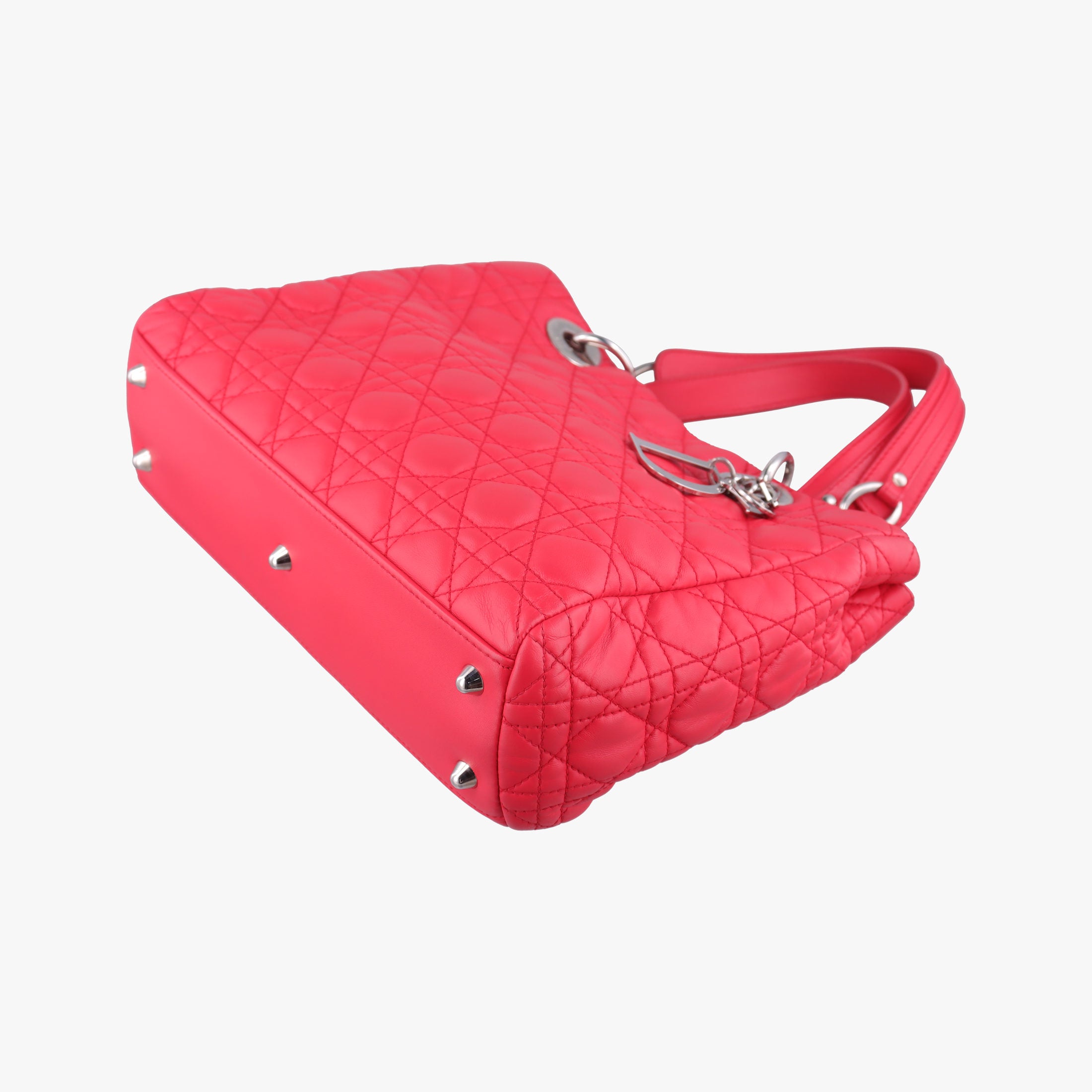 Pre-owned Christian Dior Cannage Dior Soft Shopping Red lambskin  shoulderbag | stylenewstar