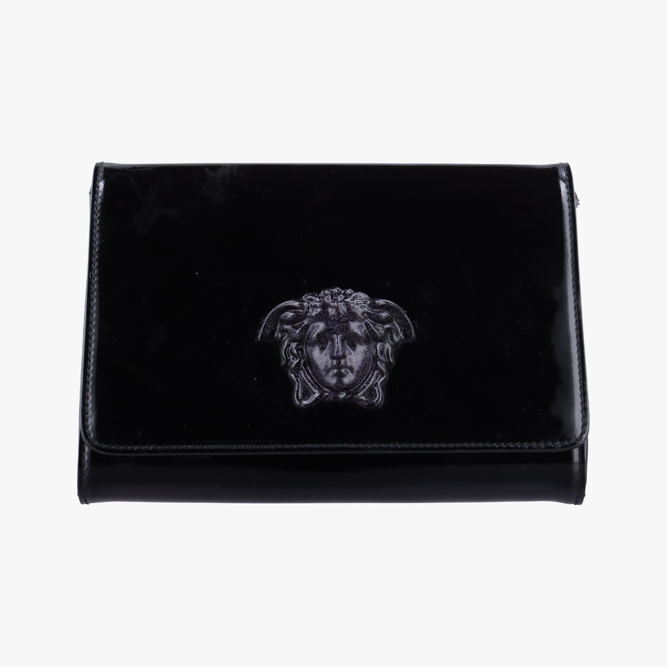 Pre-owned VERSACE La Medusa Black Enamel  clutchbag | stylenewstar