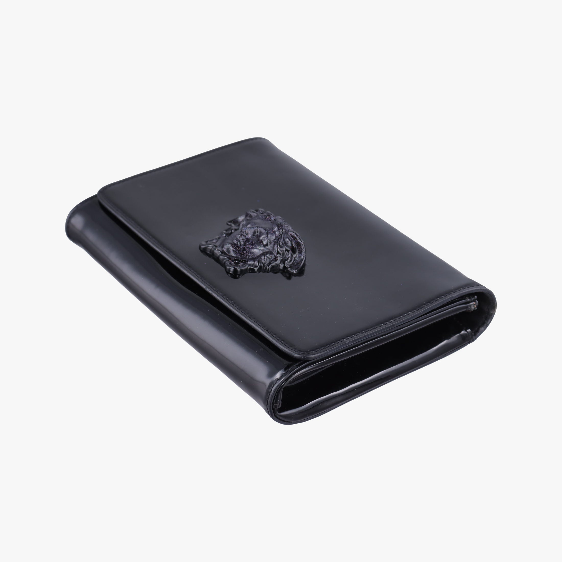 Pre-owned VERSACE La Medusa Black Enamel  clutchbag | stylenewstar
