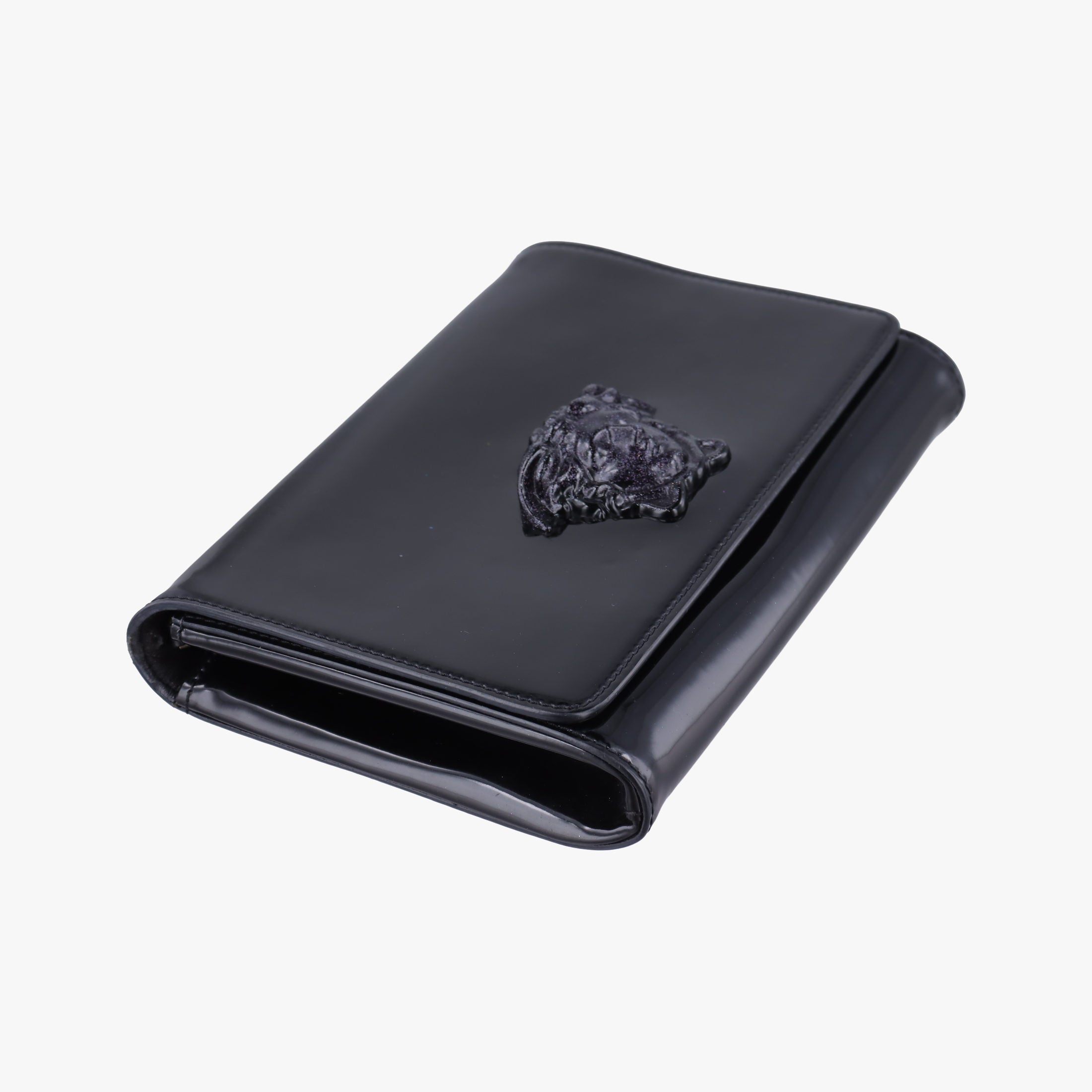 Pre-owned VERSACE La Medusa Black Enamel  clutchbag | stylenewstar