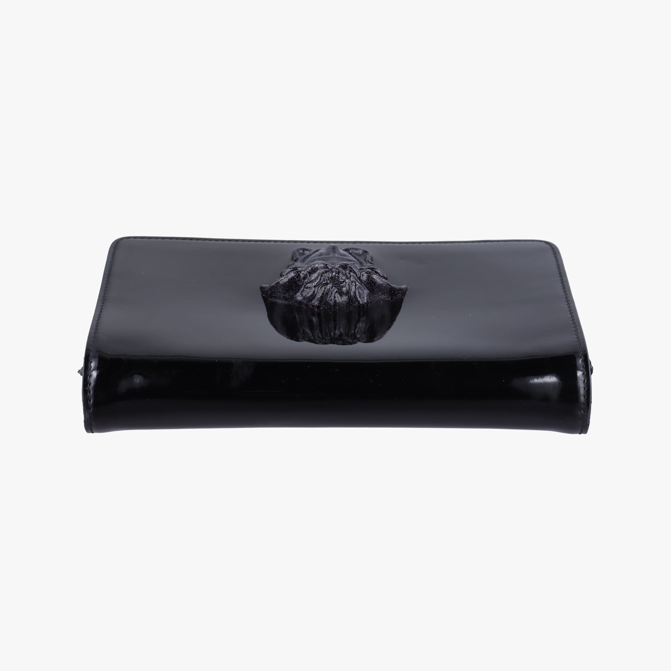 Pre-owned VERSACE La Medusa Black Enamel  clutchbag | stylenewstar