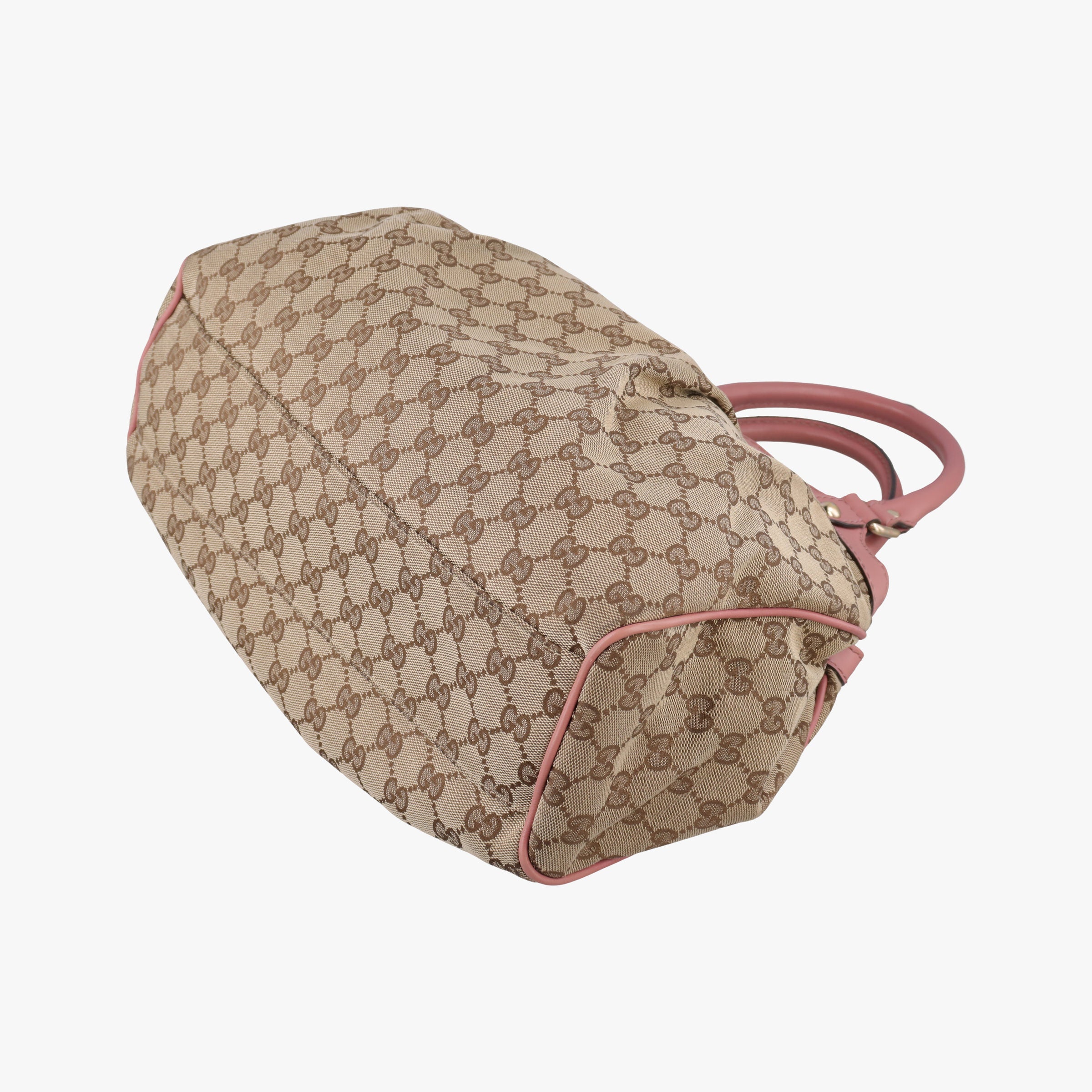 Pre-owned Gucci Sukey Beige × Brown × Pink canvas×leather 211944 handbag | stylenewstar