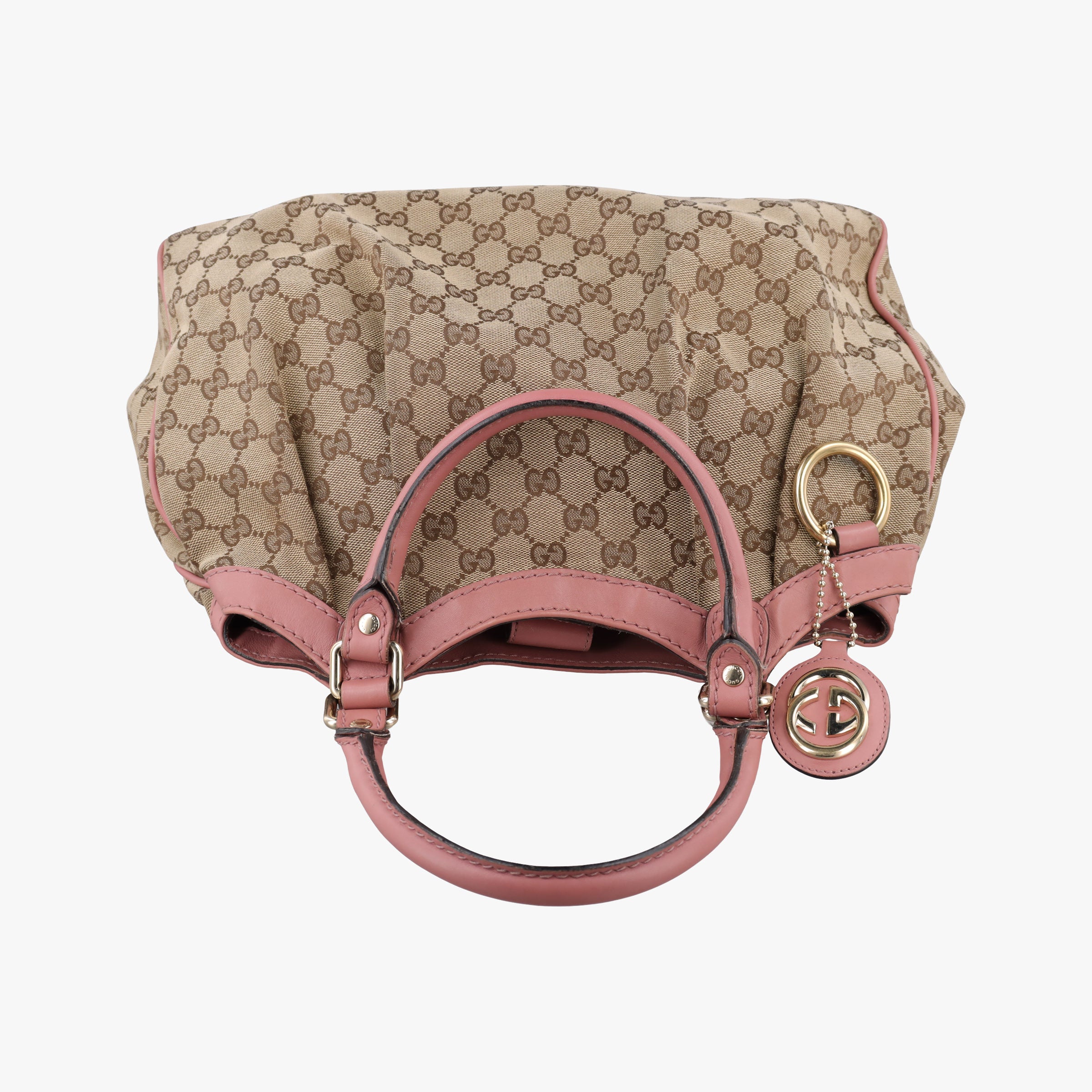 Pre-owned Gucci Sukey Beige × Brown × Pink canvas×leather 211944 handbag | stylenewstar