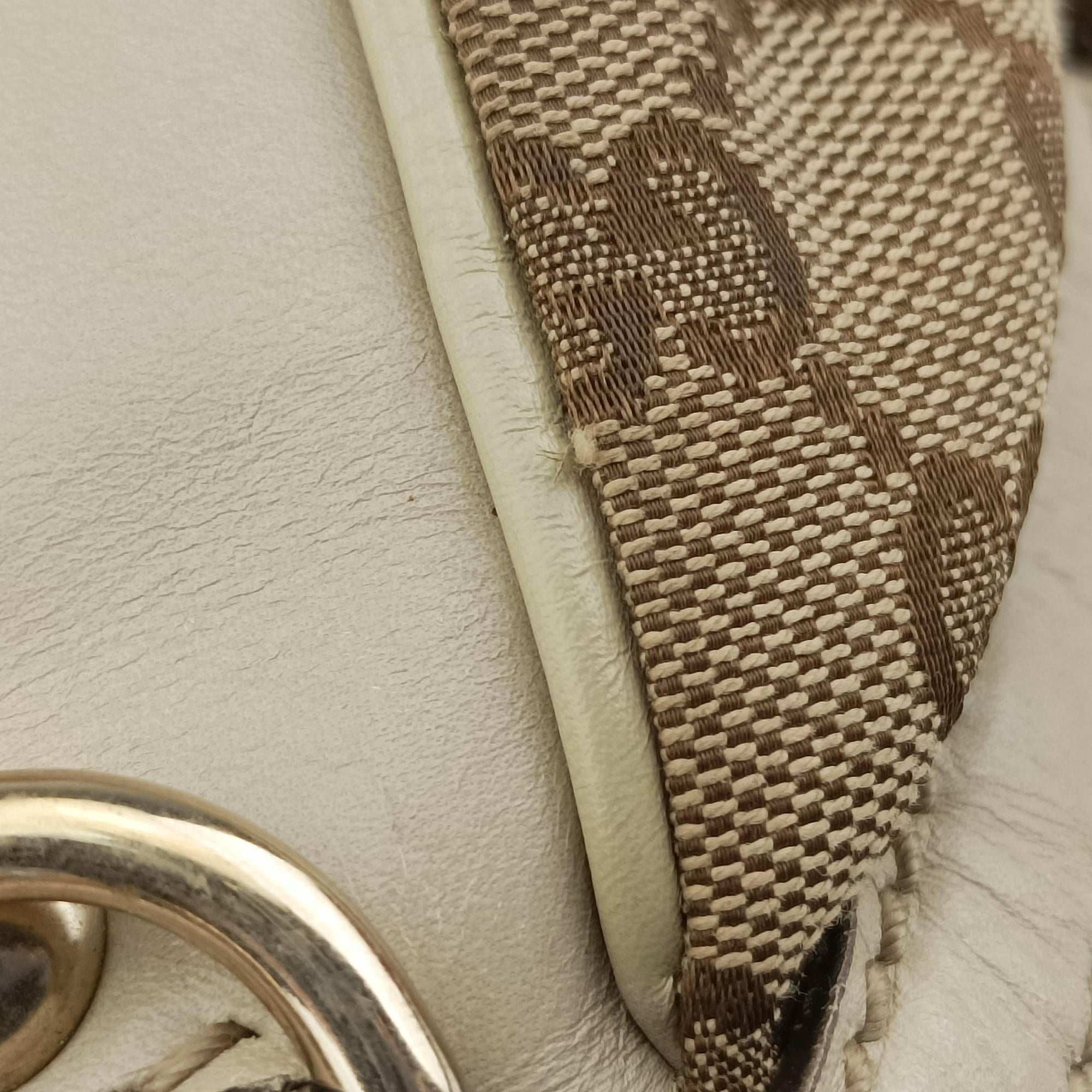 Pre-owned Gucci Sukey GUCCISSIMA Beige×White canvas×leather 223974 handbag | stylenewstar