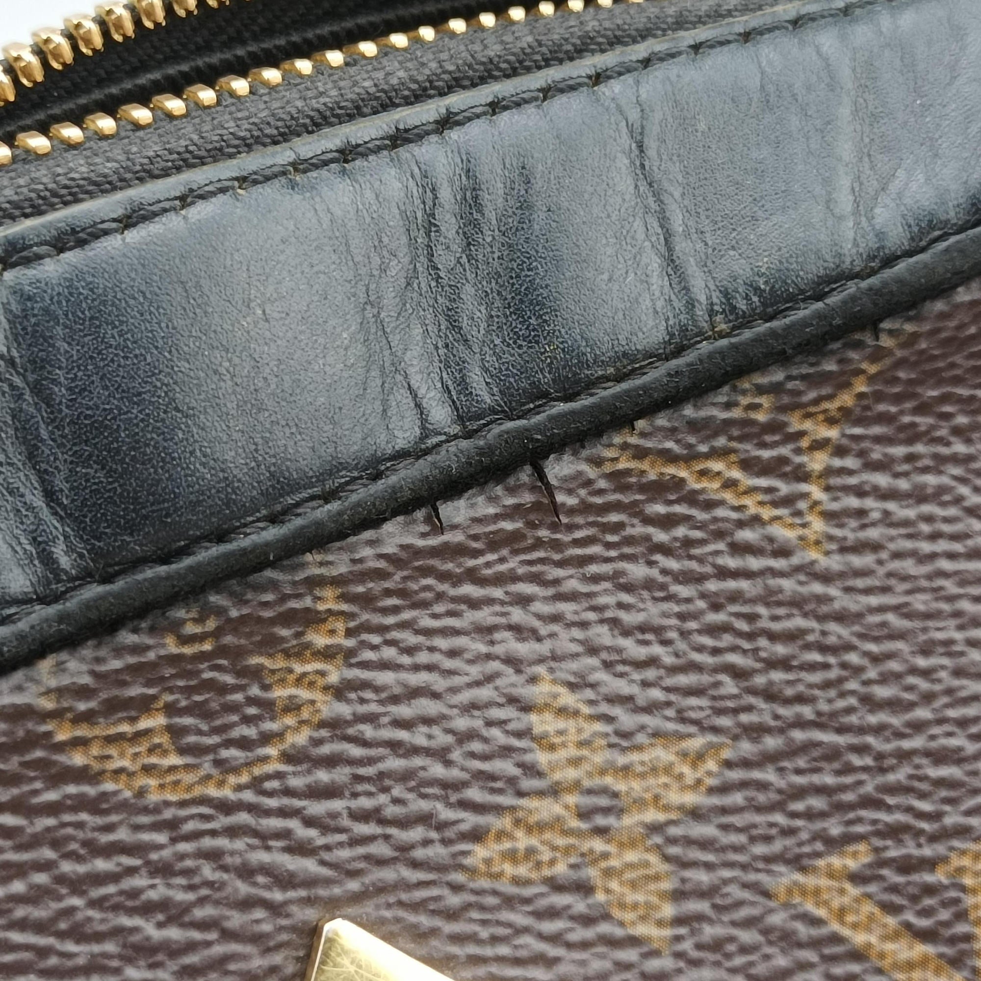 Pre-owned Louis Vuitton SAINTONGE brown×Noir Monogram Canvas×calf leather M43555 shoulderbag | stylenewstar