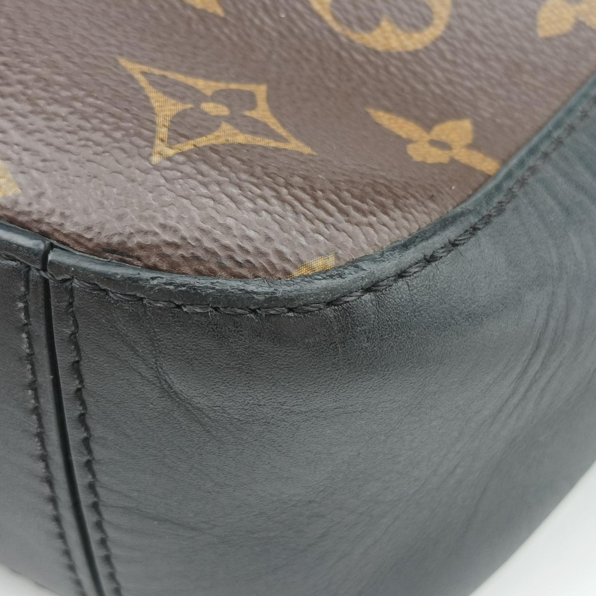 Pre-owned Louis Vuitton SAINTONGE brown×Noir Monogram Canvas×calf leather M43555 shoulderbag | stylenewstar