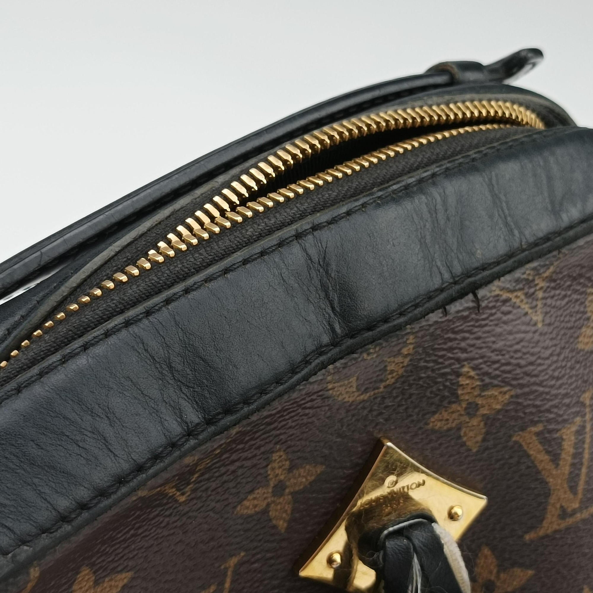 Pre-owned Louis Vuitton SAINTONGE brown×Noir Monogram Canvas×calf leather M43555 shoulderbag | stylenewstar
