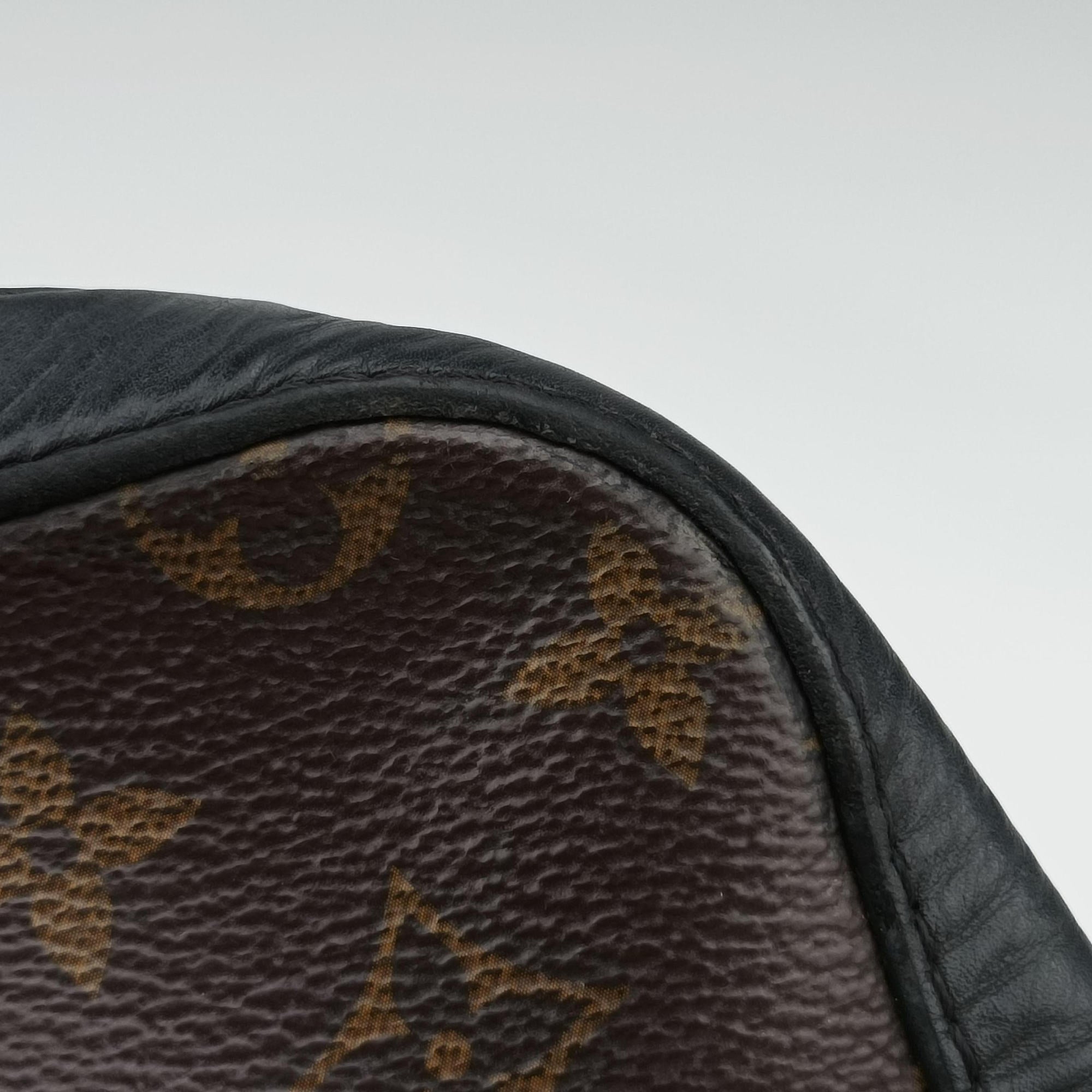 Pre-owned Louis Vuitton SAINTONGE brown×Noir Monogram Canvas×calf leather M43555 shoulderbag | stylenewstar