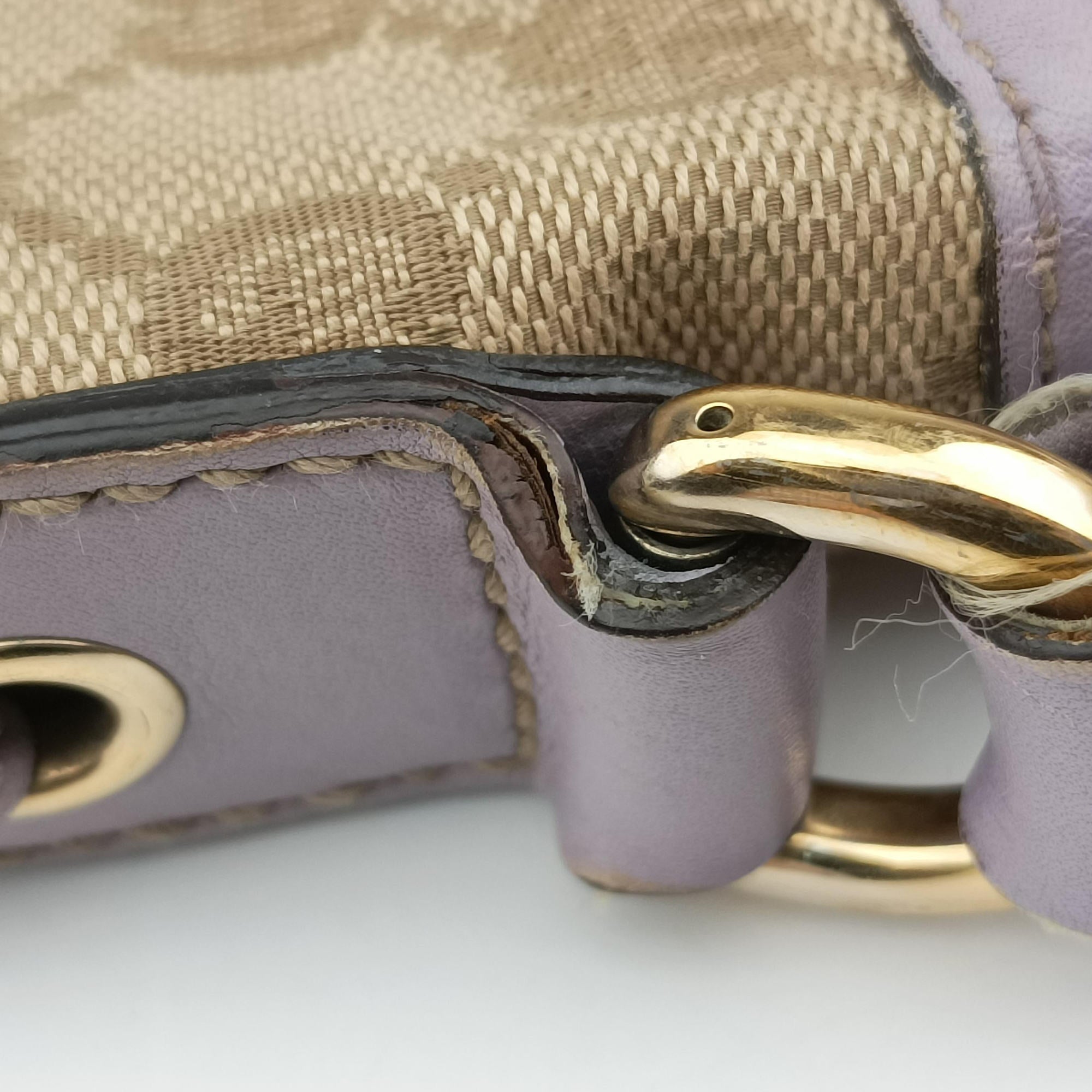 Secondhand Gucci Princy Purple × Beige Leather×Canvas 204939 shoulderbag | stylenewstar