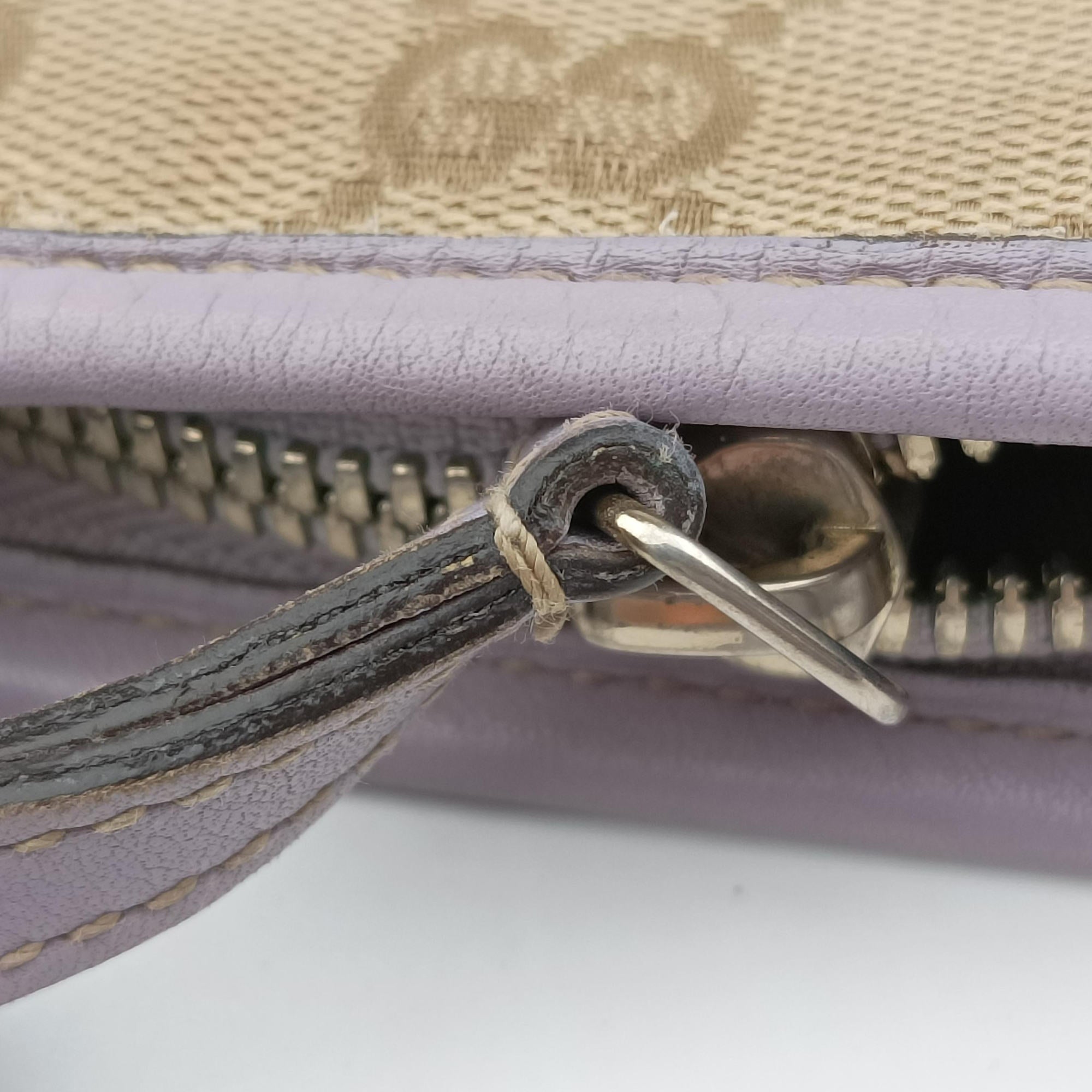 Secondhand Gucci Princy Purple × Beige Leather×Canvas 204939 shoulderbag | stylenewstar