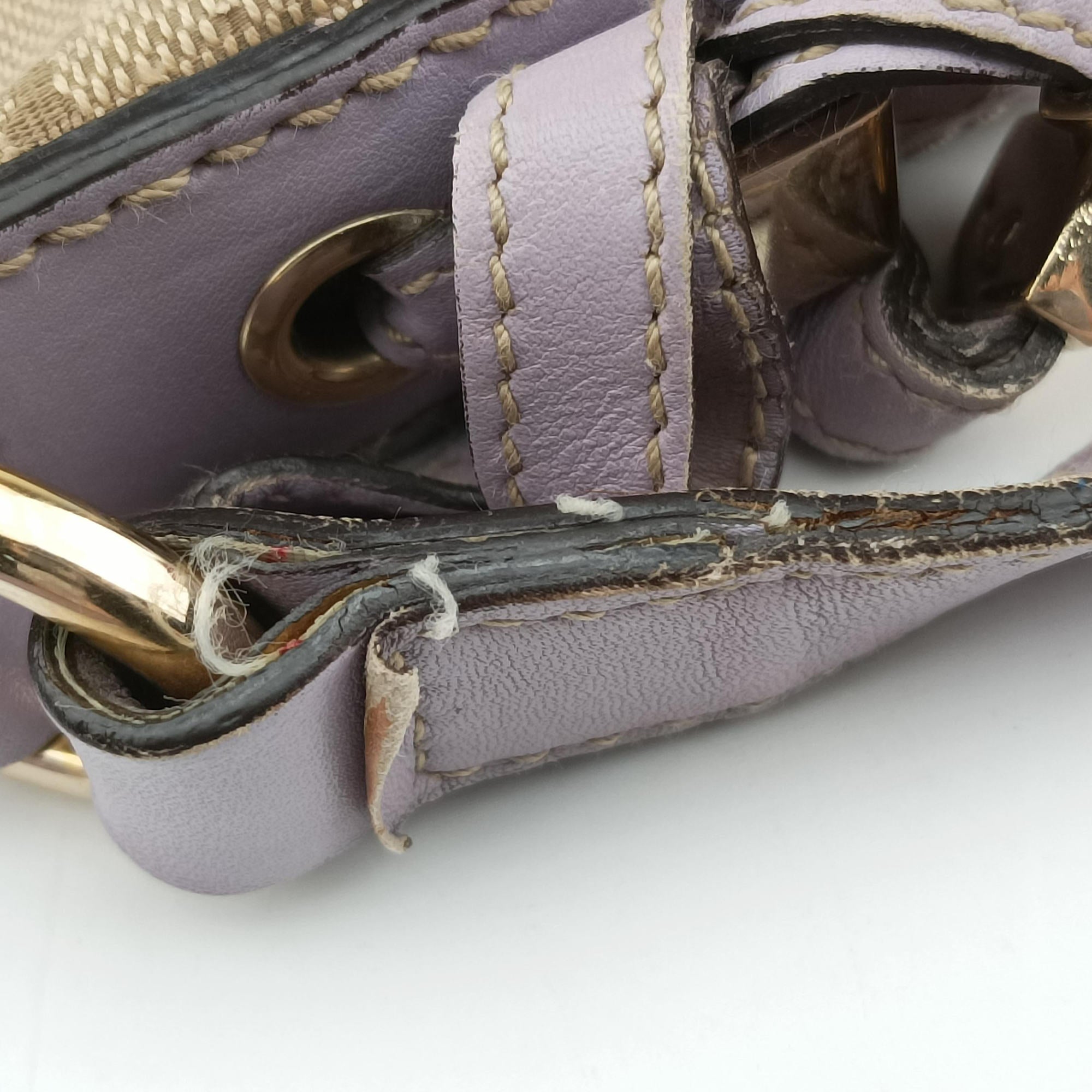 Secondhand Gucci Princy Purple × Beige Leather×Canvas 204939 shoulderbag | stylenewstar