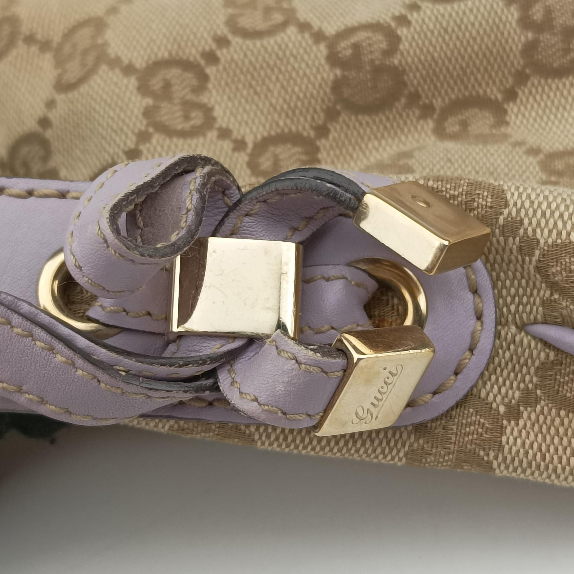 Secondhand Gucci Princy Purple × Beige Leather×Canvas 204939 shoulderbag | stylenewstar