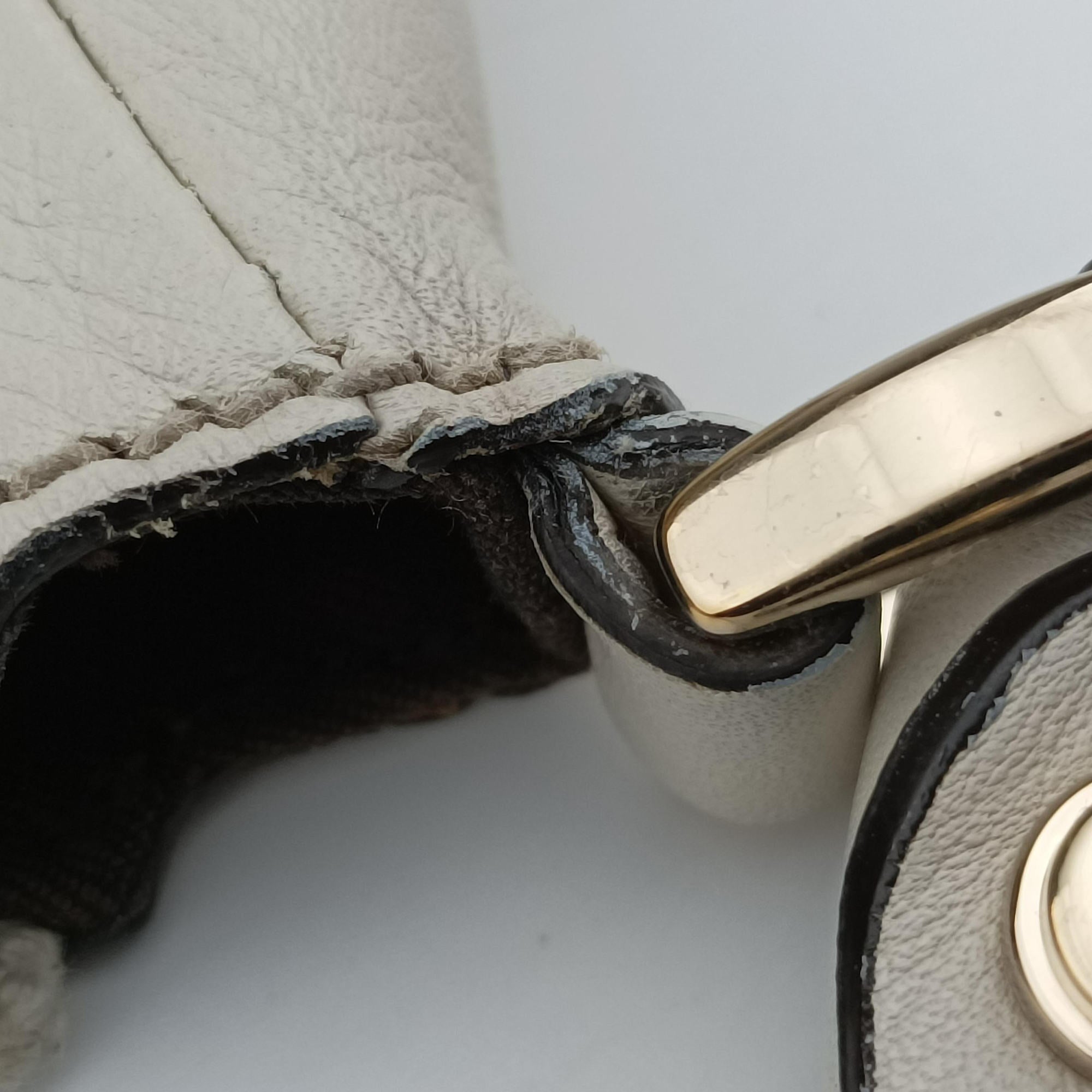 Secondhand Gucci Abbey D-ring Hobo Beige×White canvas×leather 189833 handbag | stylenewstar